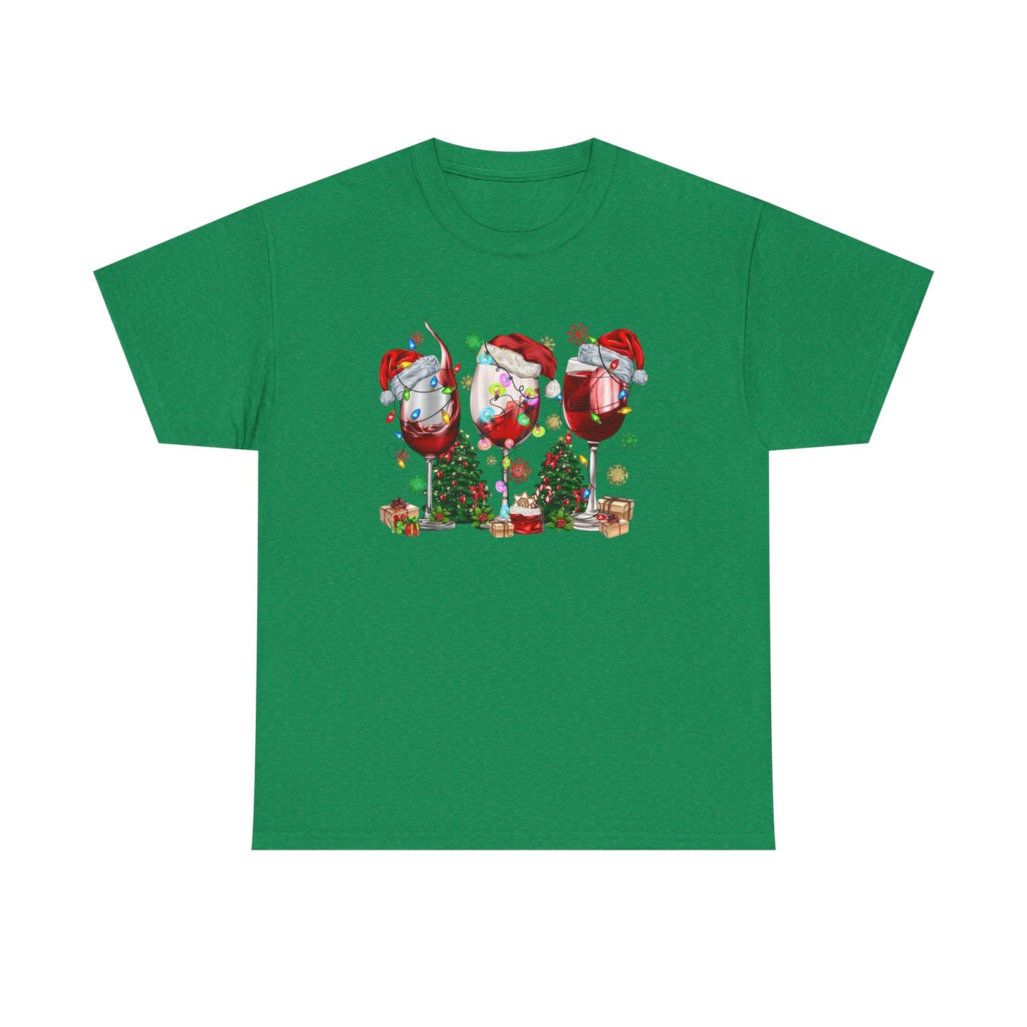 Christmas Wine Glasses Graphic T Shirt NEW ADULT
