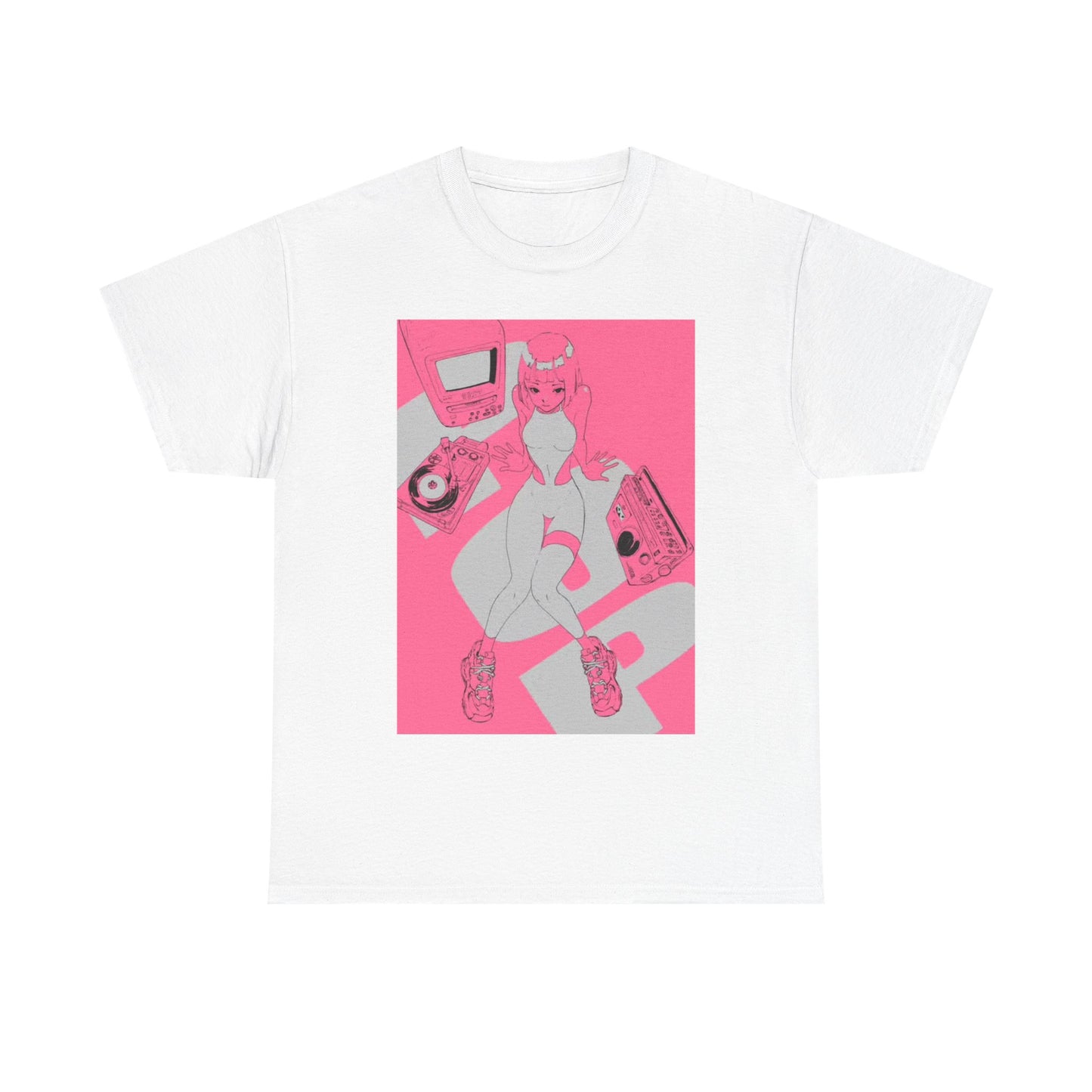 Waifu Anime T-shirt Girl Graphic Cartoon Retro Gaming Unisex Heavy Tee Gamer 26