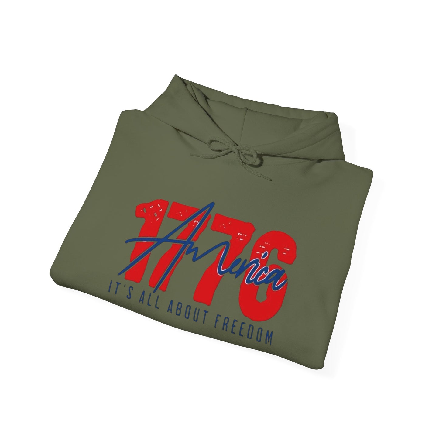 1776 All About Freedom USA Graphic Hoodie Heavy Blend Sweatshirt NEW