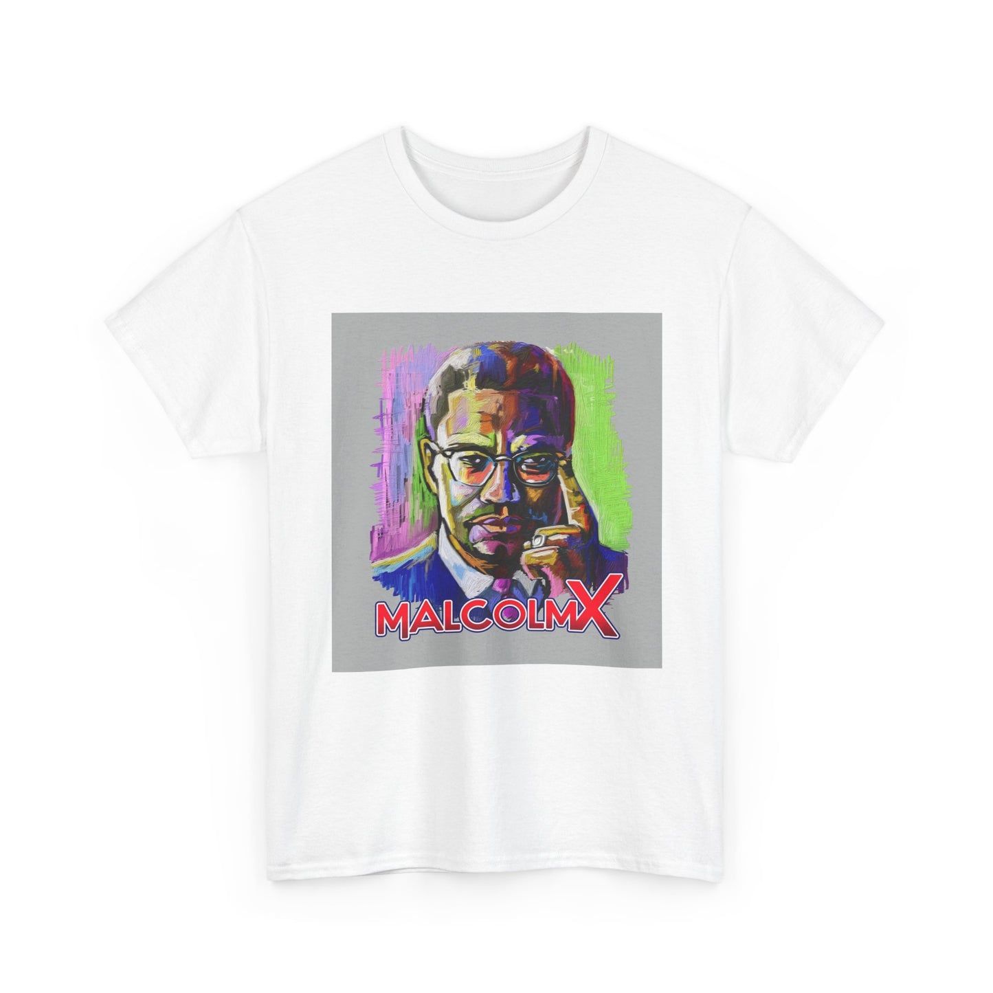 Malcom X Poster Shirt Neon Painting Vintage Graphic Unisex Heavy Cotton Tee