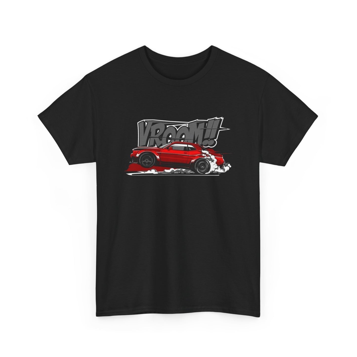 Vroom Dodge Challenger Hellcat Graphic T Shirt Men's Heavy Cotton Tee