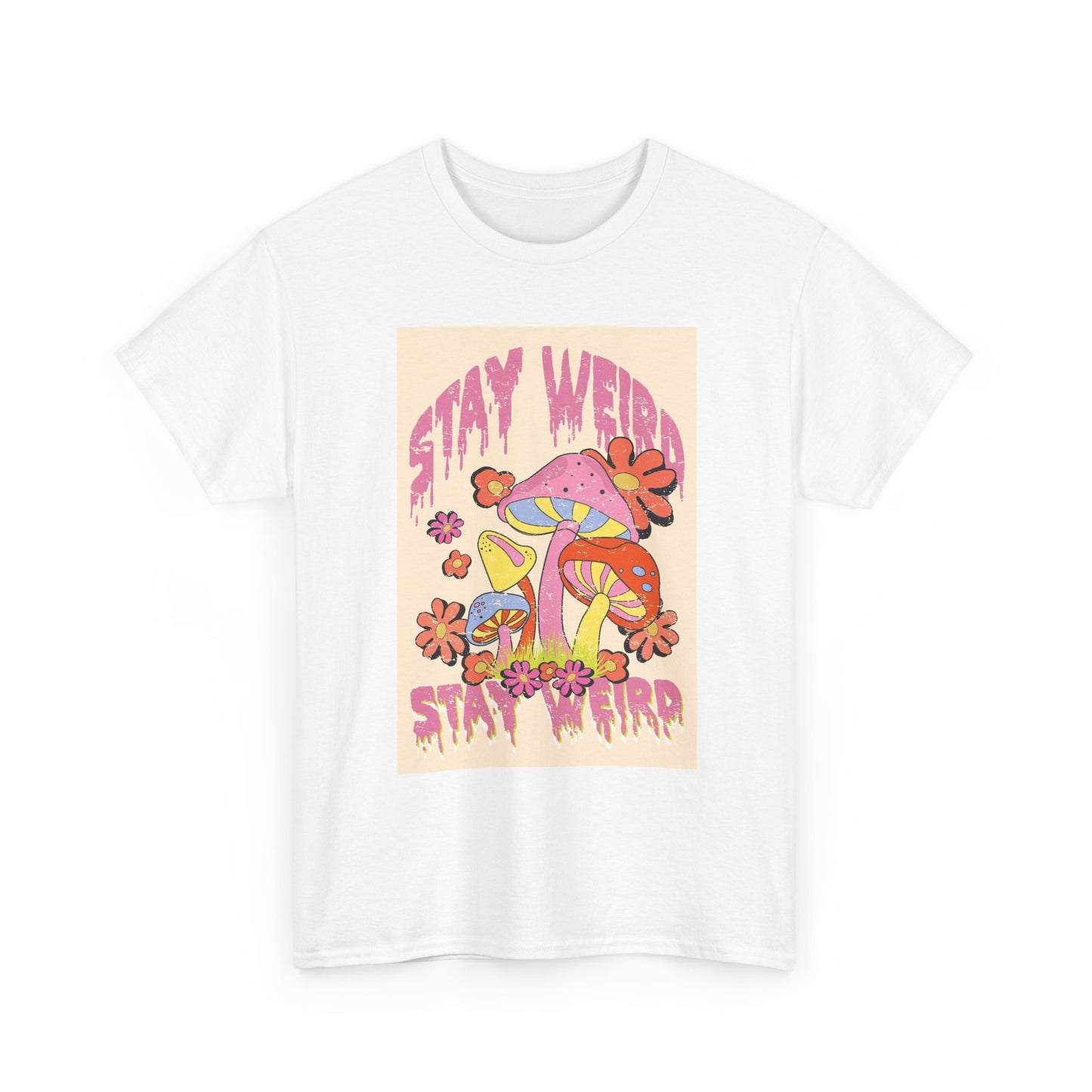Trippy Mushroom Hunter Tshirt Mystical Graphic Vibe Unisex Heavy Stay Weird