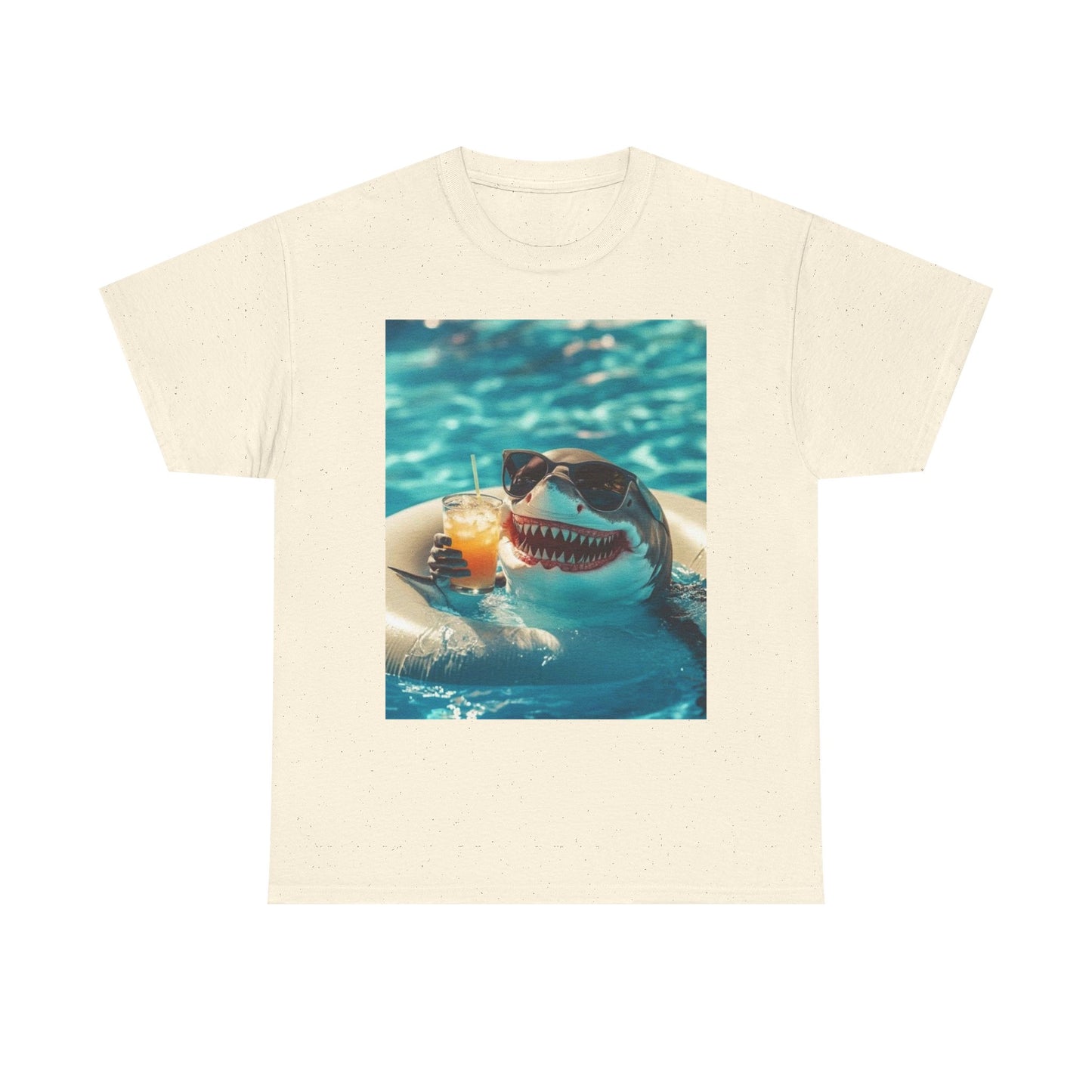 Shark On Vacation Funny Graphic T-Shirt Unisex Heavy Cotton Tee NEW