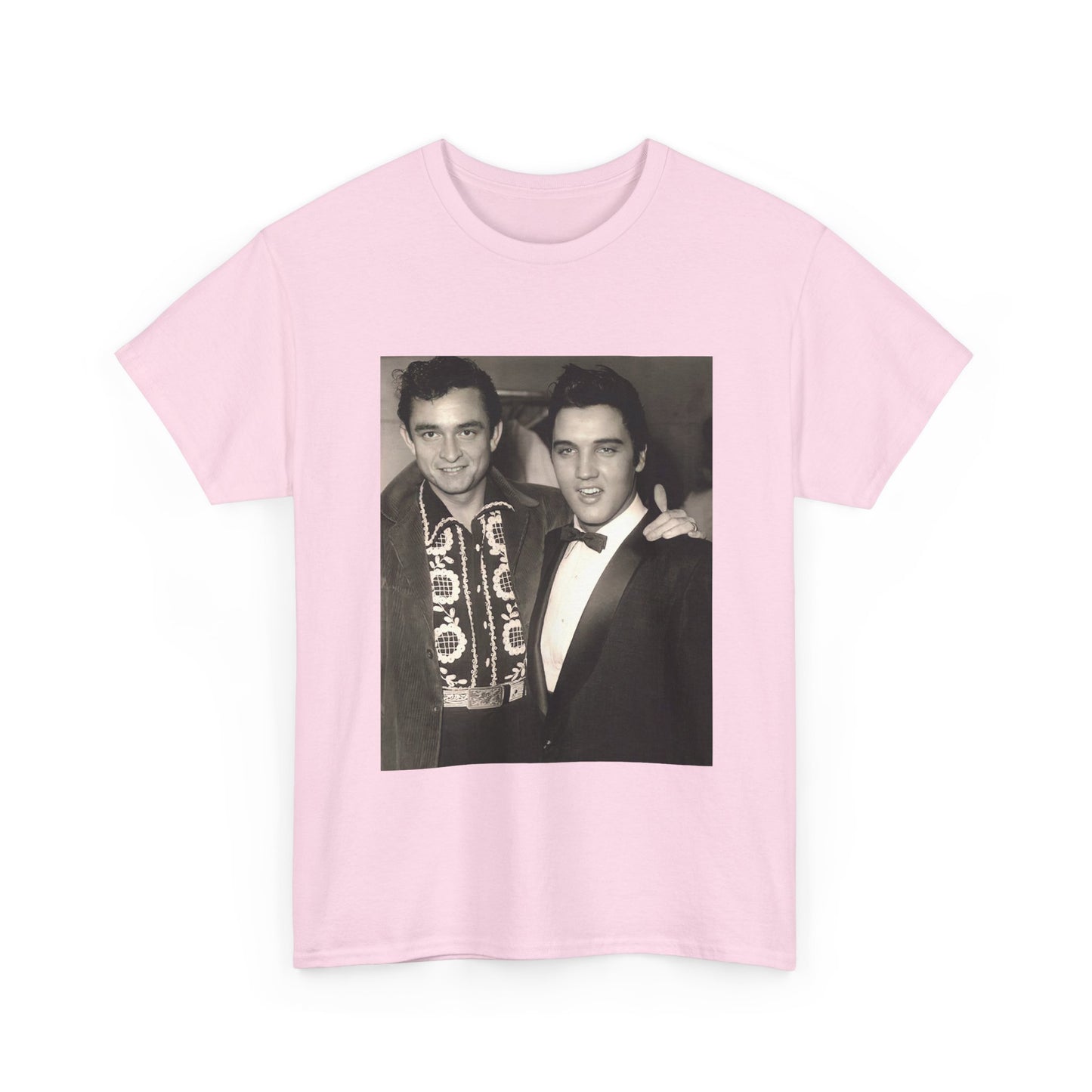 Elvis And Johnny cash shirt vintage graphic art black and white Heavy Cotton