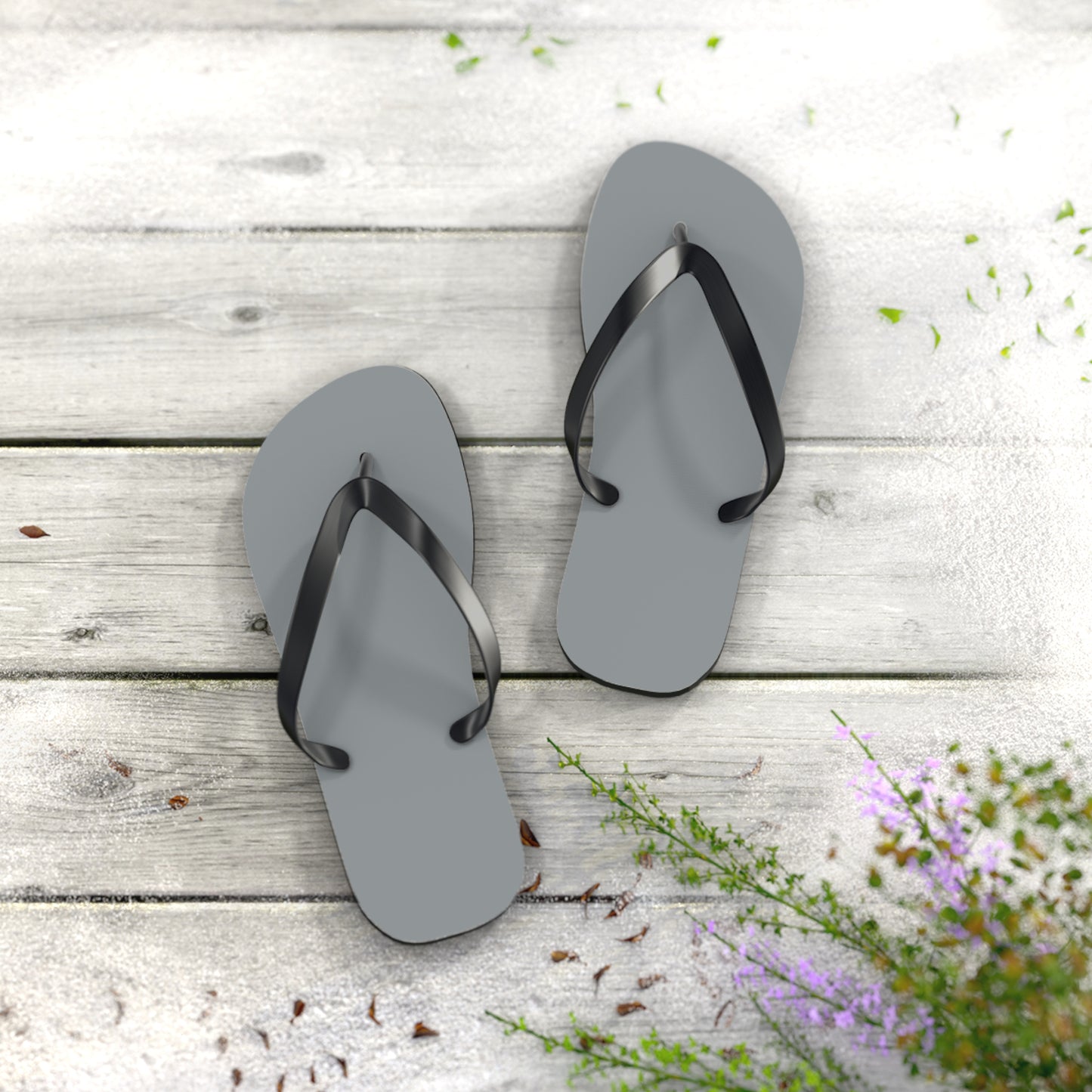 Light Gray Summer Sandals, Beach Shoes, Vacation Flip Flops, Pool Slides