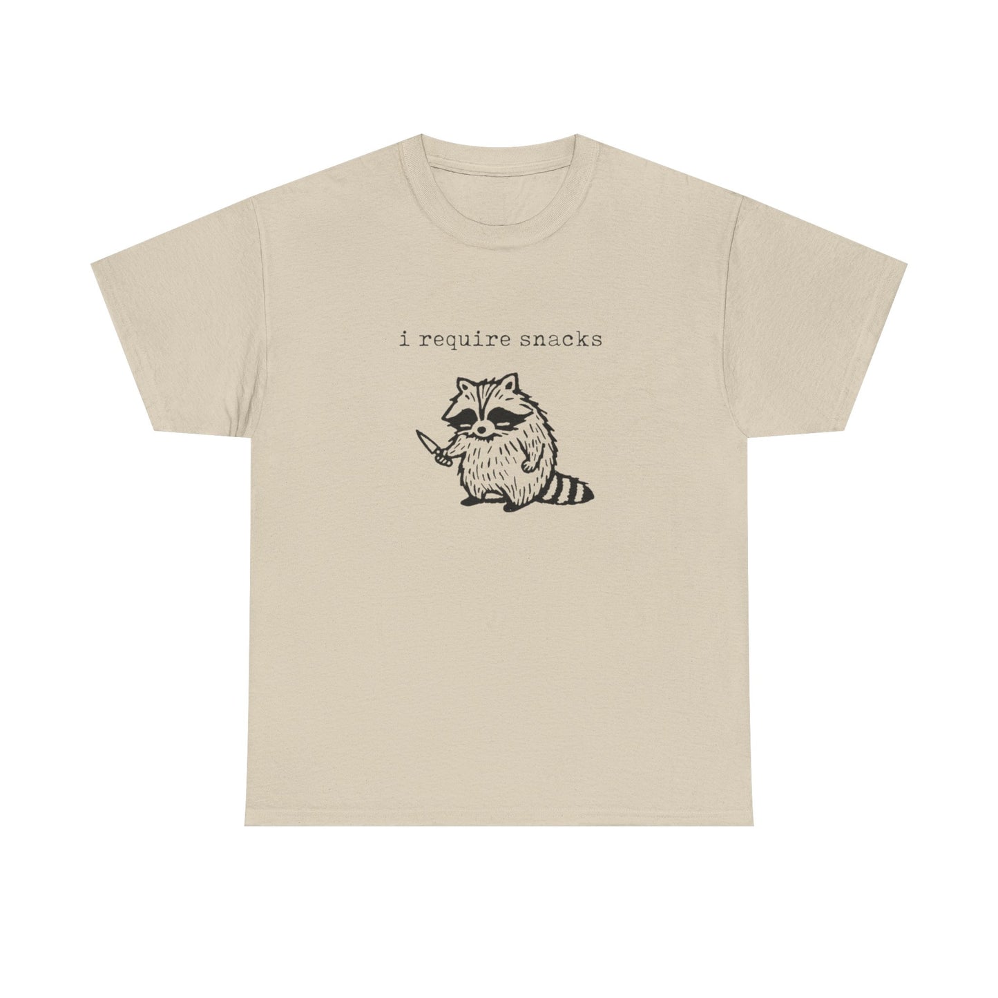 I require Snacks Funny Graphic T Shirt Unisex Heavy Cotton Tee
