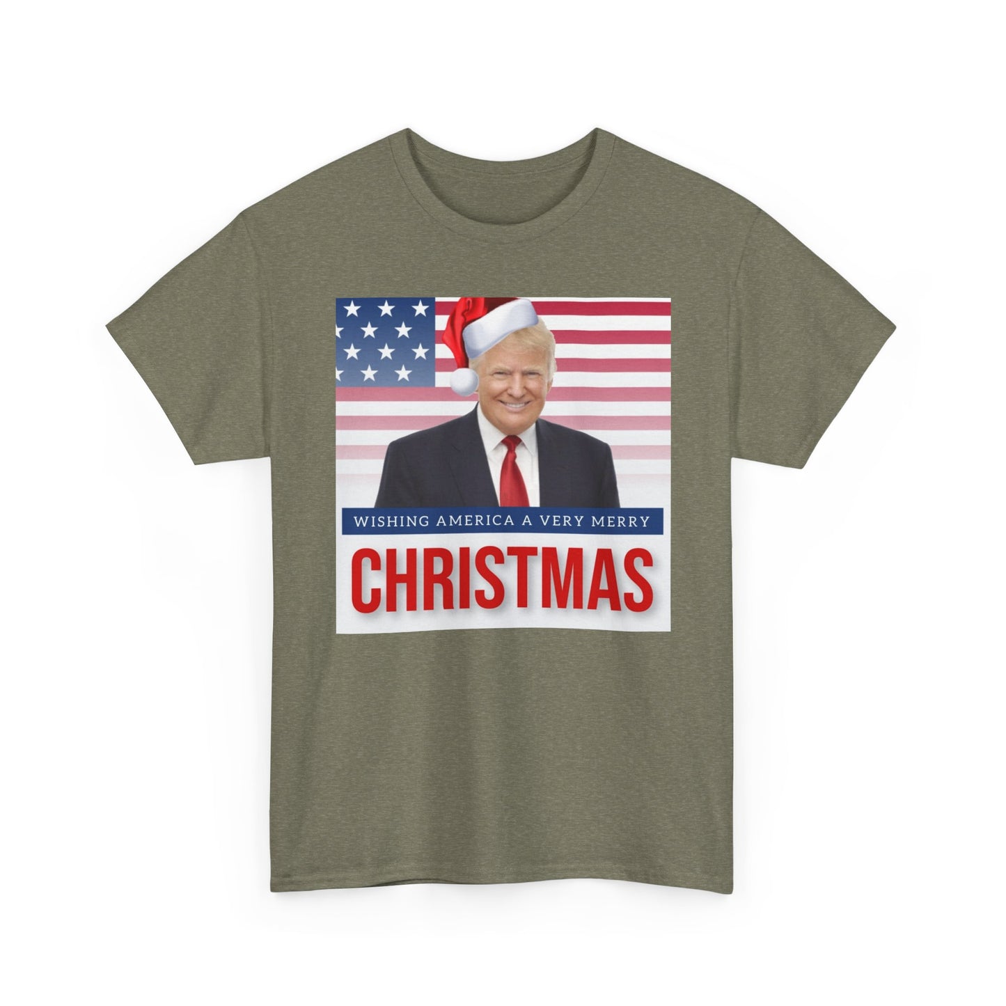Trump Merry Christmas T Shirt Funny Holidays Graphic Unisex American Flag