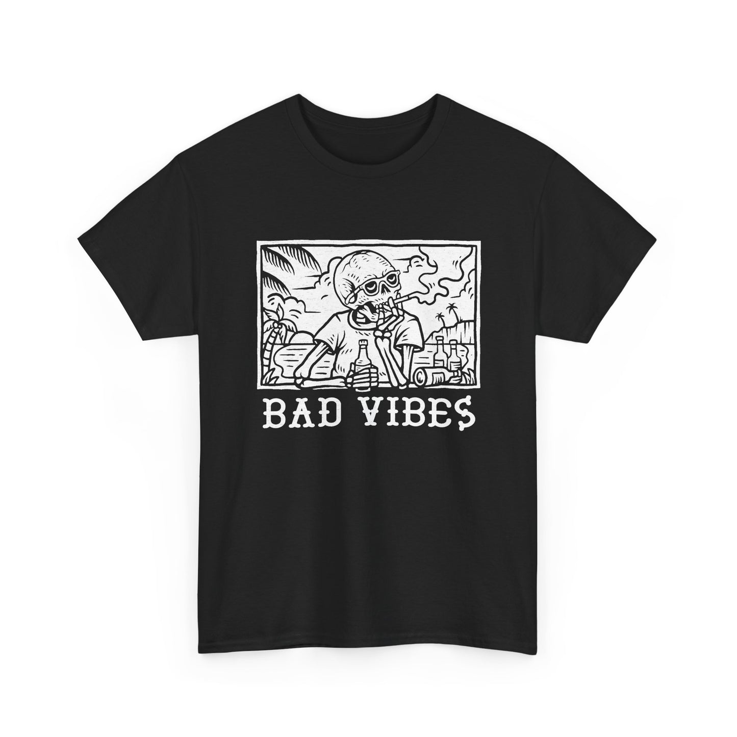 Bad Vibes Graphic T Shirt NEW Unisex Heavy Cotton Tee