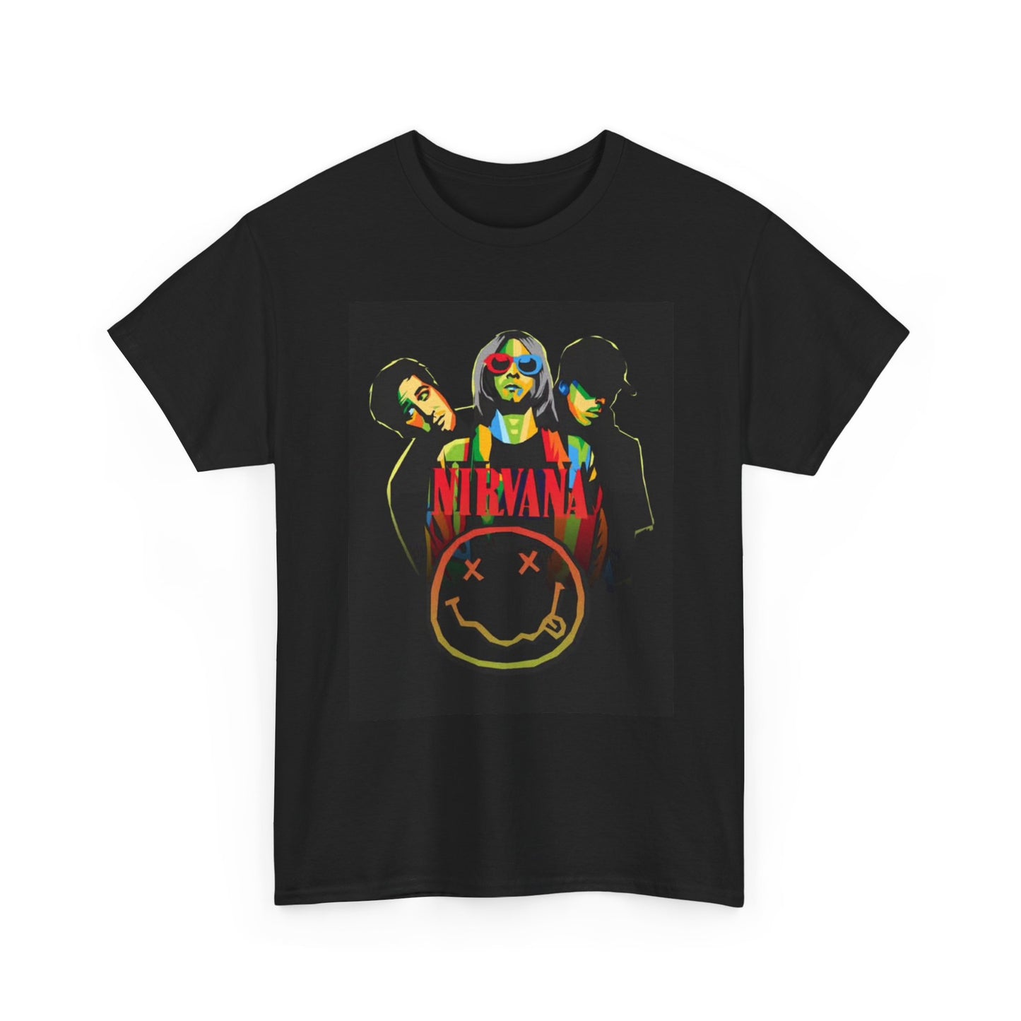 Nirvana Tshirt Neon Smiley graphic Vintage Grunge Unisex Heavy Cotton Tee