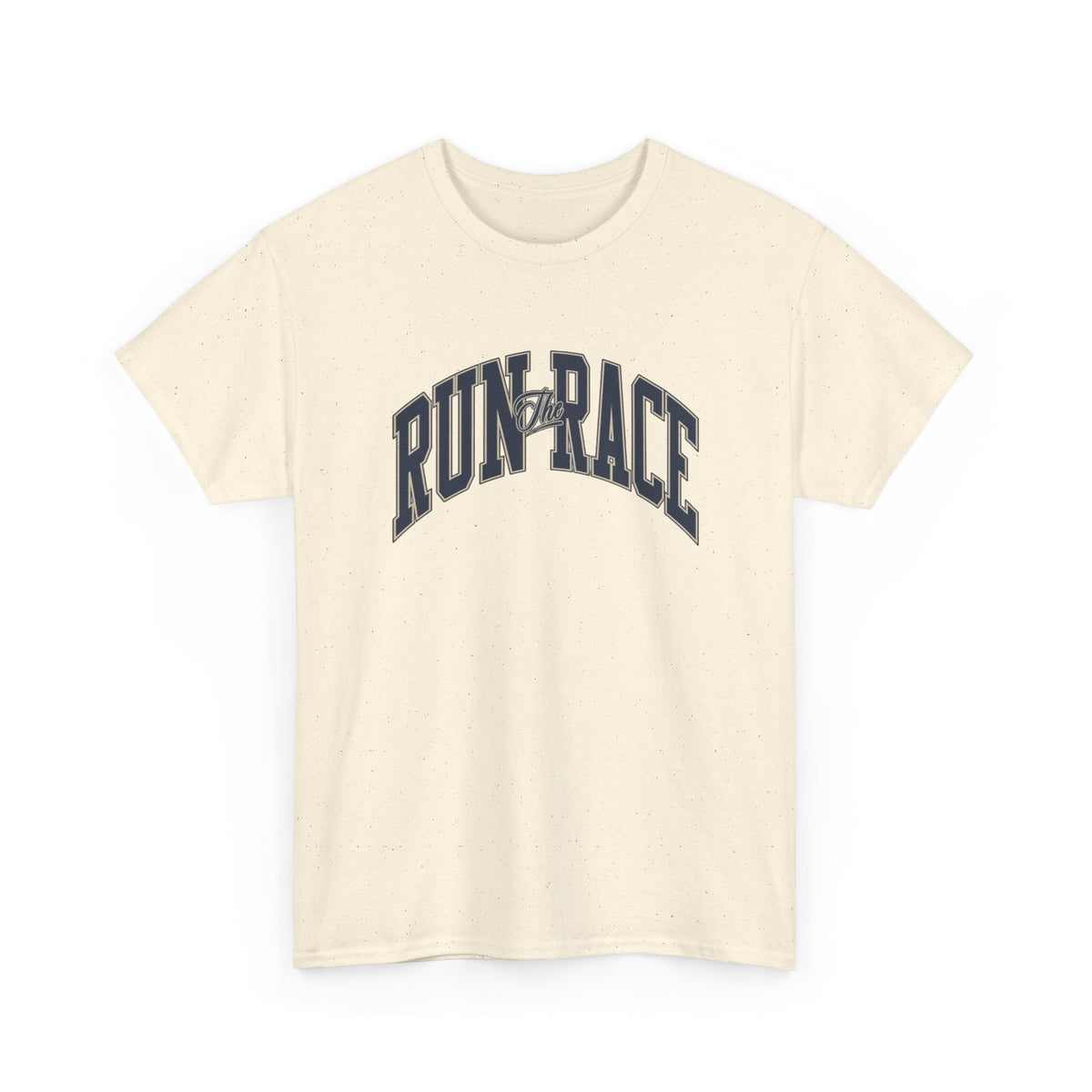 Run The Race Graphic T Shirt Men's Classic Heavy Cotton Tee