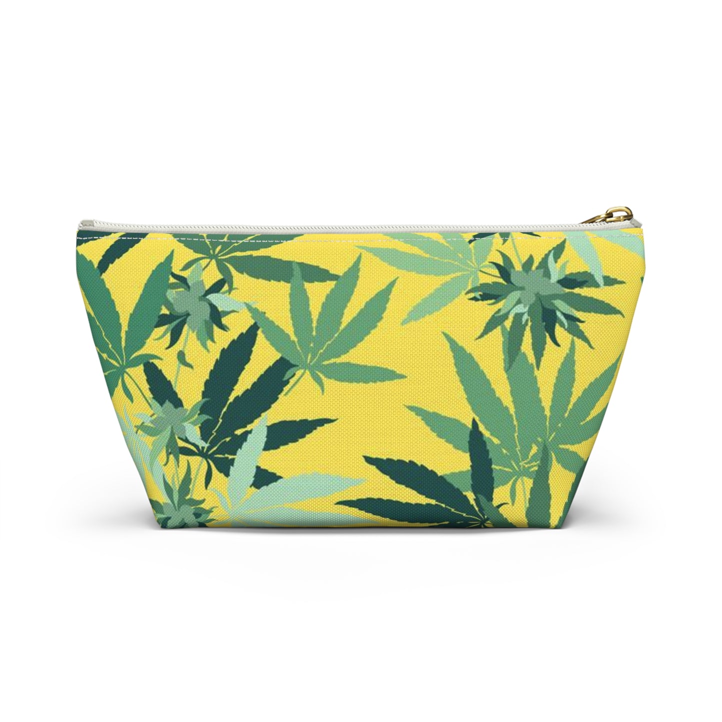 Yellow Weed Leaf All Over print Bag Accessory Pouch w T-bottom