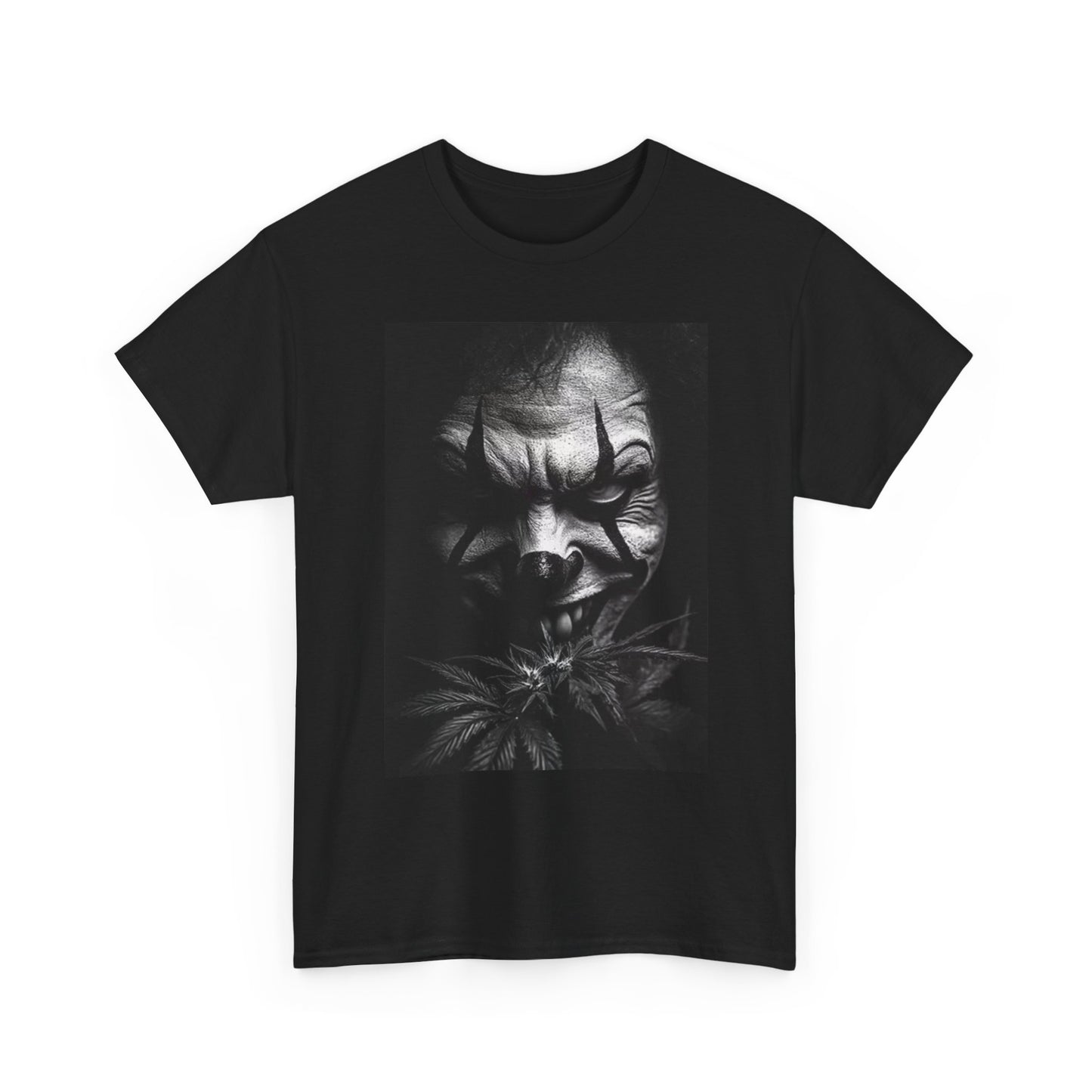 IT Clown Weed Leaf Graphic T Shirt Funny Horror Pot Unisex Heavy Cotton Tee
