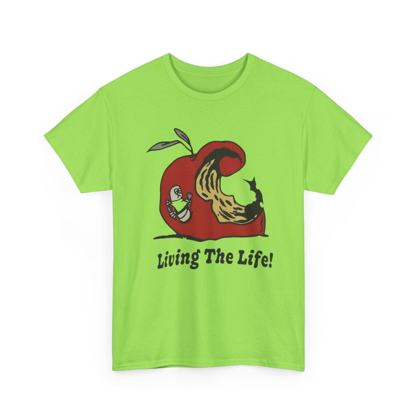 Living The Life Apple Vintage Graphic T Shirt ADULT NEW Heavy Cotton Tee