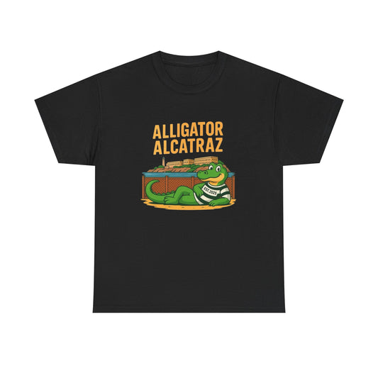 Alligator Alcatraz Funny Graphic T Shirt S-5XL NEW Unisex Heavy Cotton Tee