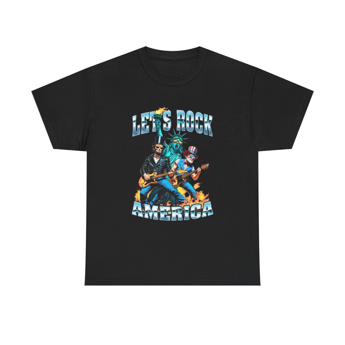 Lets Rock America USA Graphic T Shirt Unisex Heavy Cotton Tee