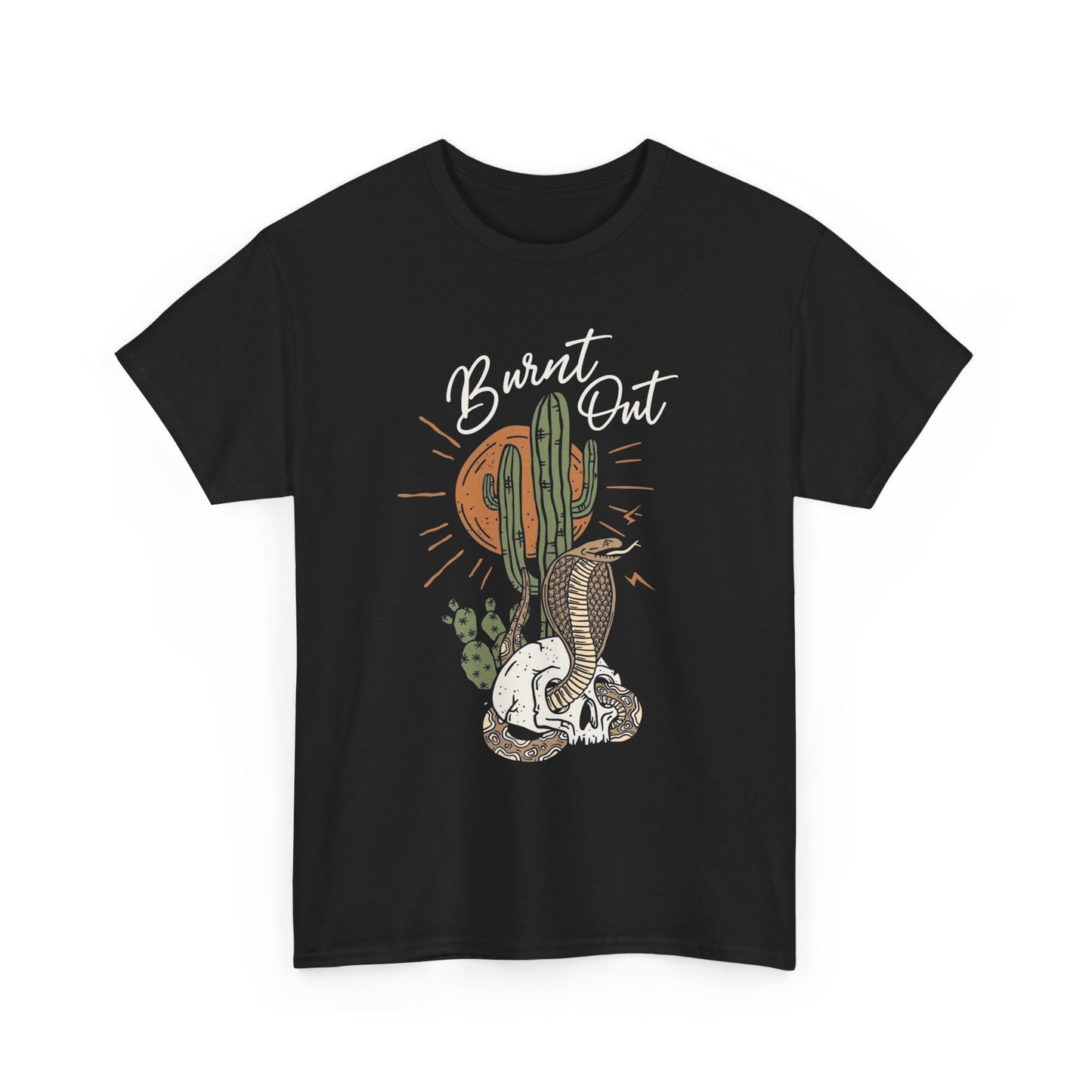 Burnt Out Rattlesnake Cowboy Graphic T Shirt Unisex Heavy Cotton Tee New Gift