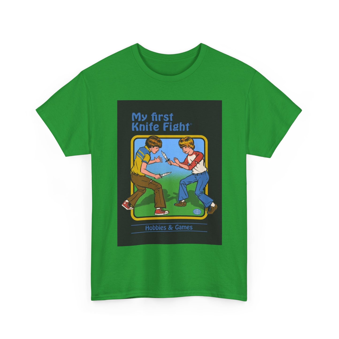 My First Knife Fight Tshirt Funny Kids Poster Retro 70s Unisex Heavy Cotton Tee