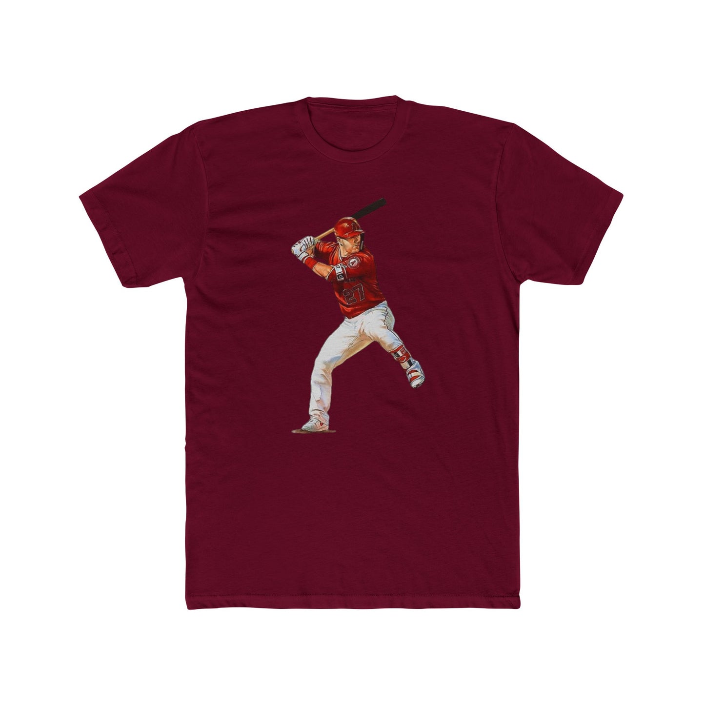 Mike trout tshirt angels California baseball vintage art Men's Cotton Crew Tee