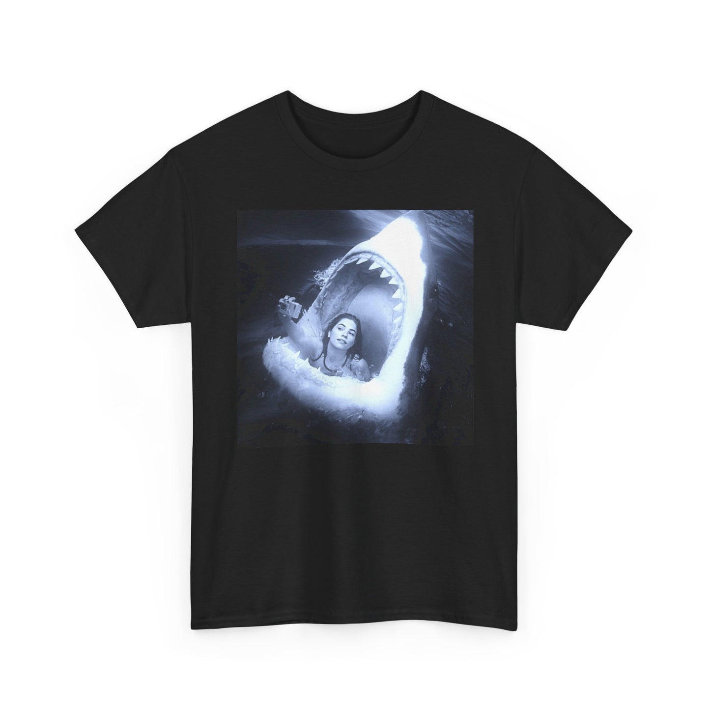 Shark Selfie Funny Great White Graphic T-Shirt Unisex Heavy Cotton Tee NEW