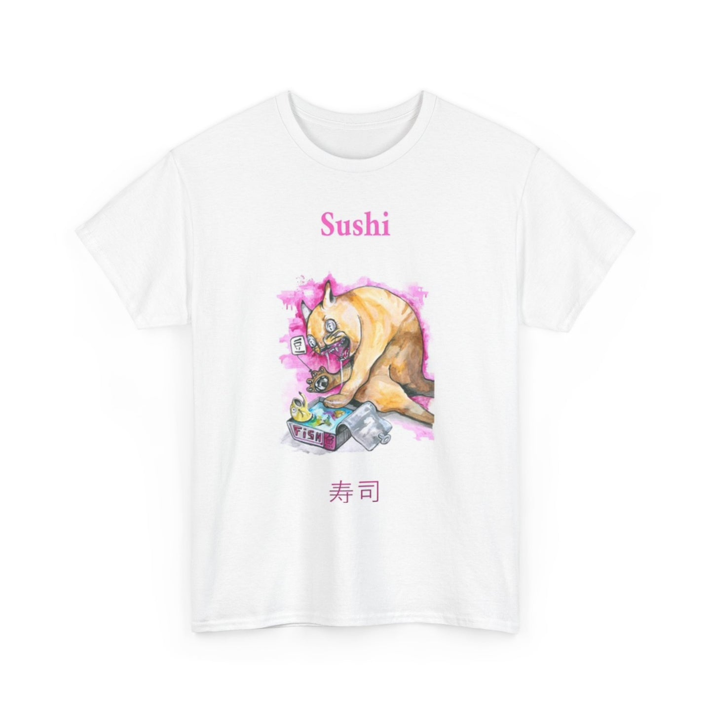 Sushi T Shirt Funny Retro Japanese Comic Art Unisex Heavy Cotton Tee