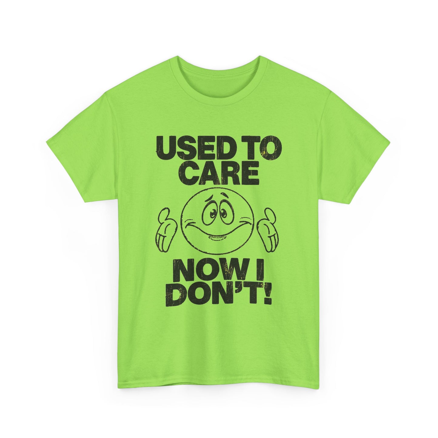 Used To Care Now I Don't Graphic T Shirt Men's Heavy Cotton Tee Funny Retro