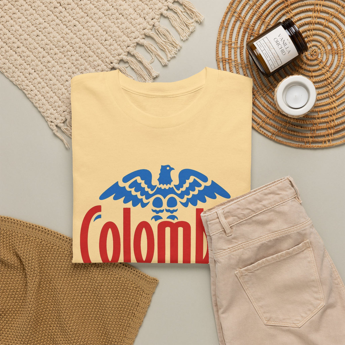 Colombia Graphic T Shirt Men's Travel Vintage Heavy Cotton Tee