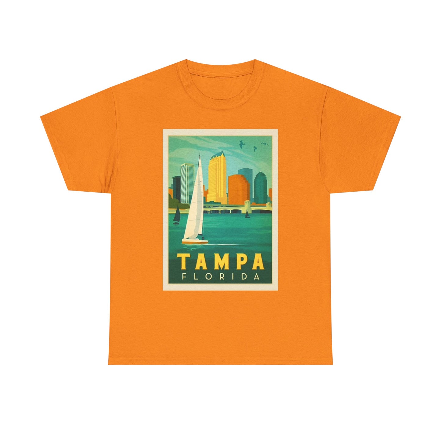 Tampa Florida Graphic T Shirt Vintage Sailing Beach Unisex Heavy Cotton Tee