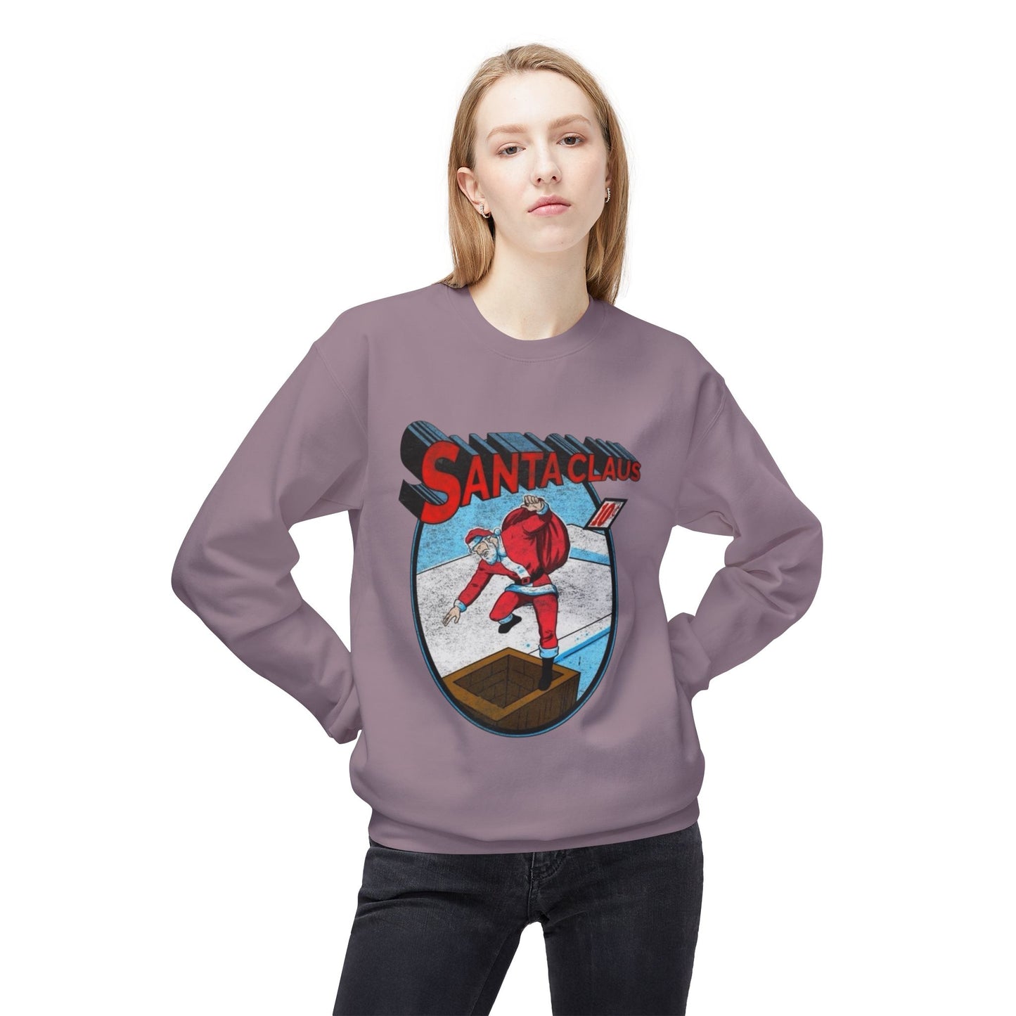 Santa Clause Cartoon Sweater NEW Unisex Fleece Crewneck Sweatshirt