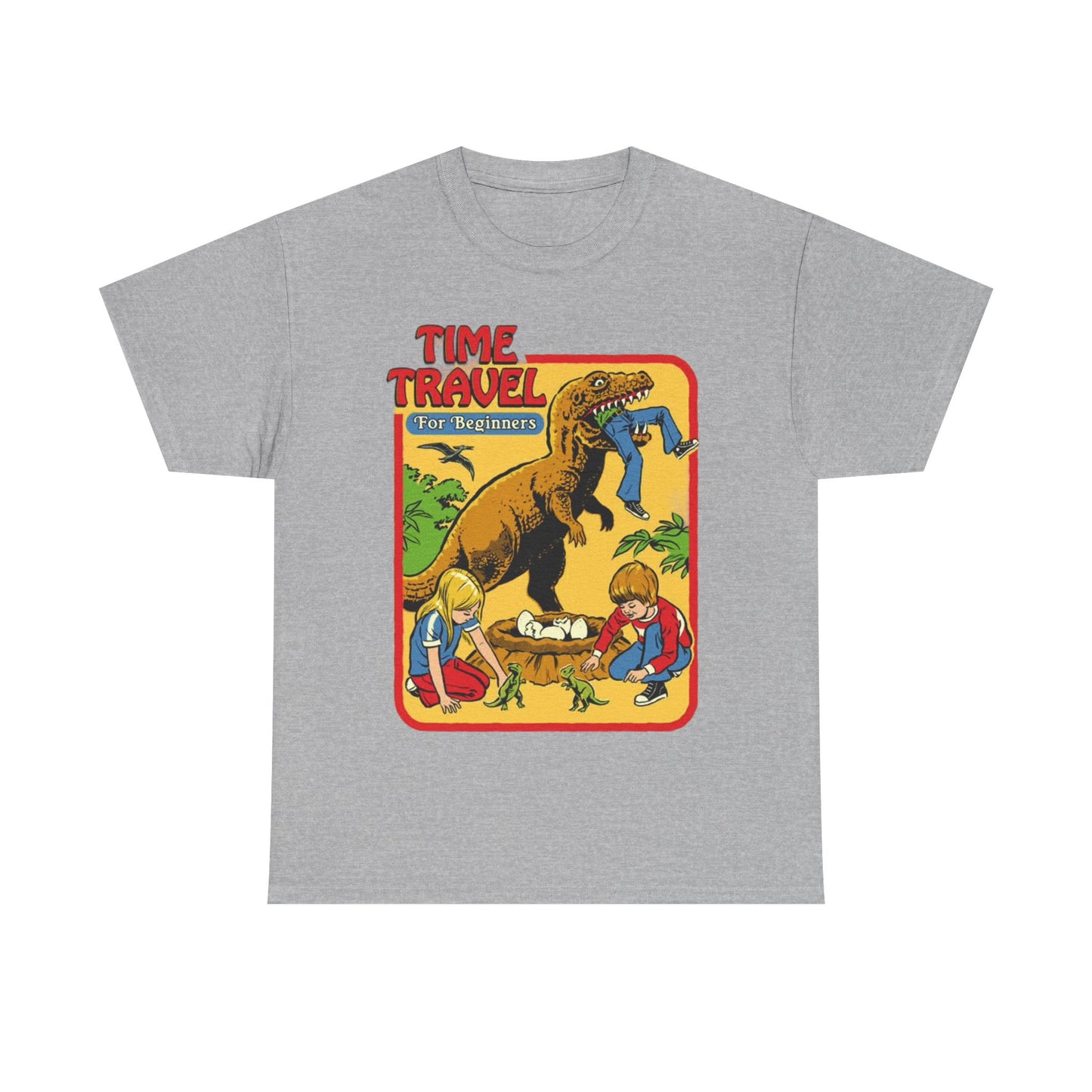 Time Travel Funny T shirt Kids Dinosaur Museum Unisex Heavy Cotton Tee 80s Retro