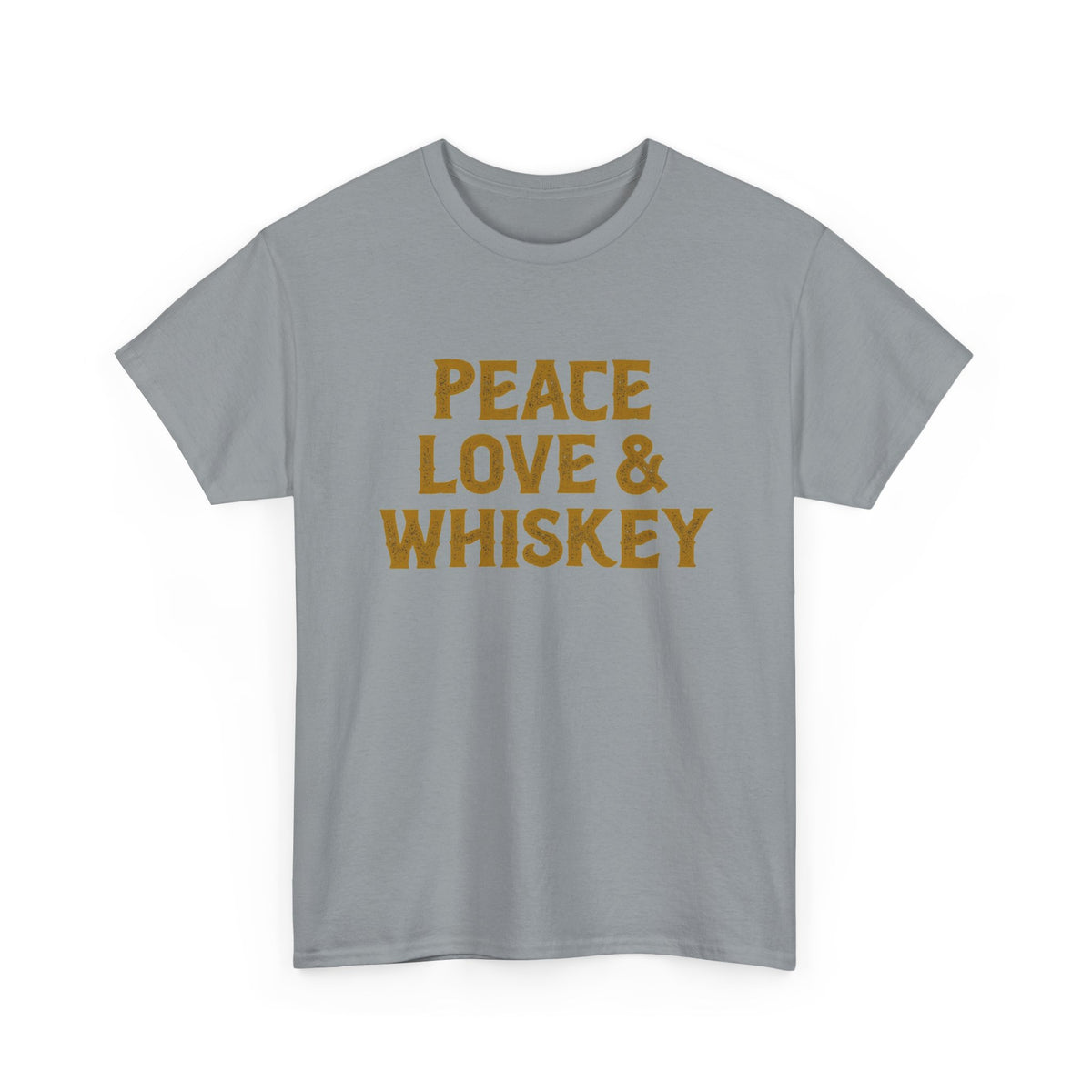 Peace Love And Whiskey Graphic T Shirt Men's Classic Heavy Cotton Tee