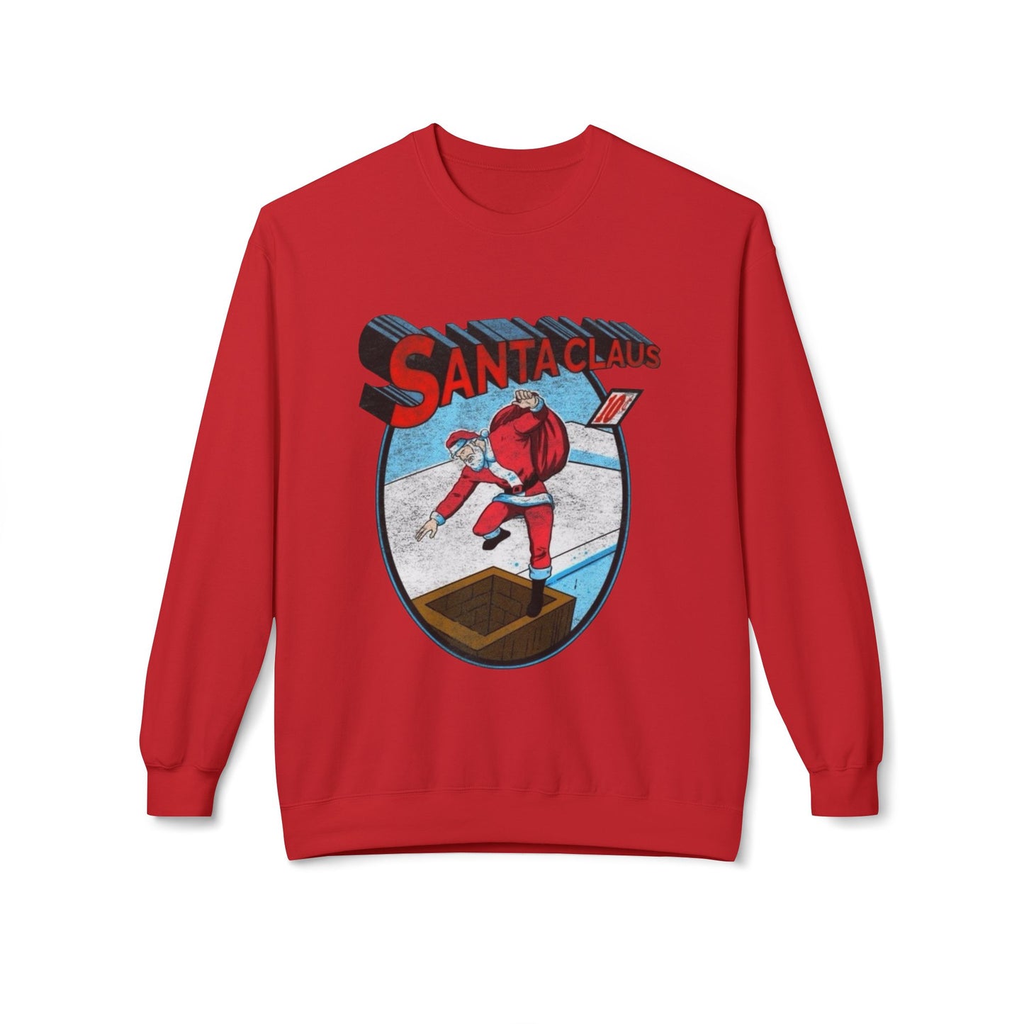 Santa Clause Cartoon Sweater NEW Unisex Fleece Crewneck Sweatshirt