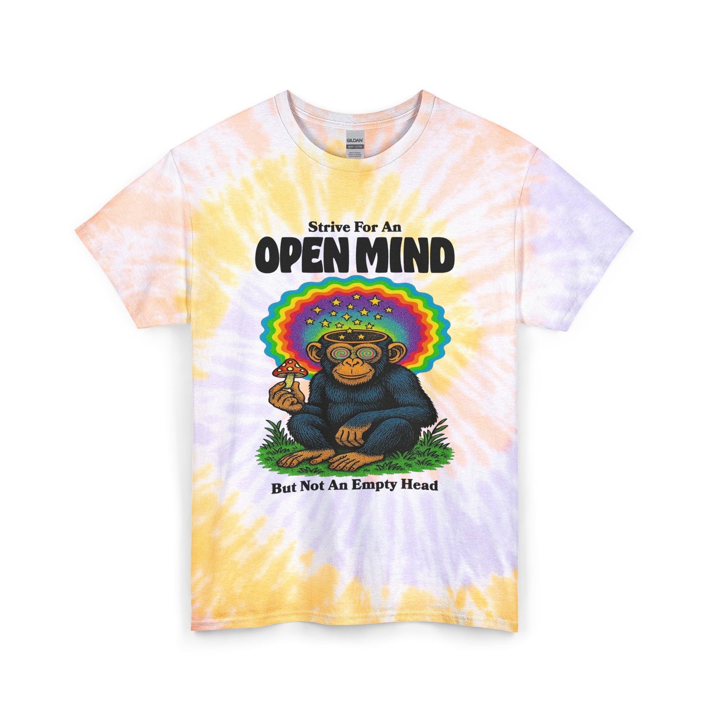 Strive For An Open Mind Mushroom Trippy T Shirt Retro Unisex Tie Dye Cotton Tee