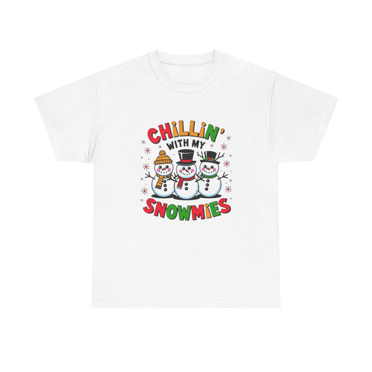 Chilling With My Snowmies Snowmen Christmas Graphic T Shirt ADULT NEW