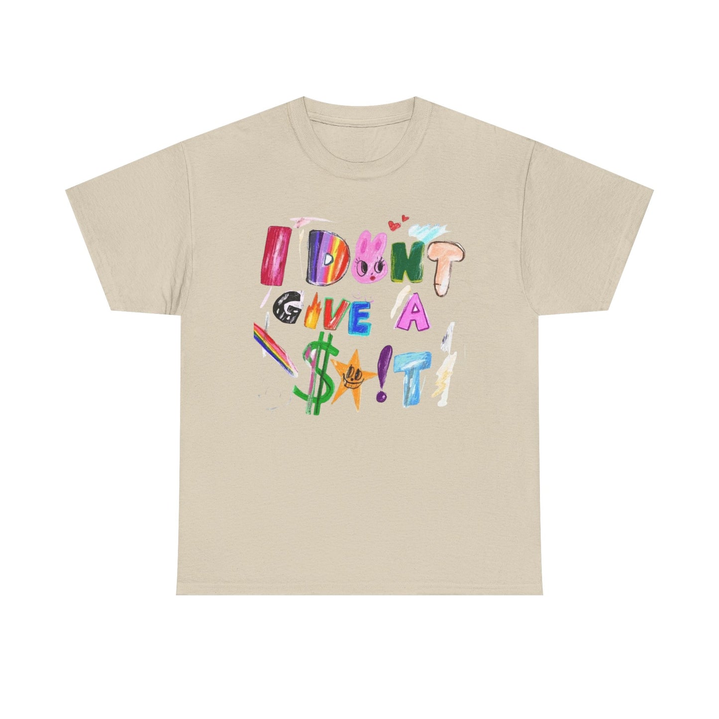 I Dont Care Funny Drawing Graphic T-Shirt Unisex Heavy Cotton Tee