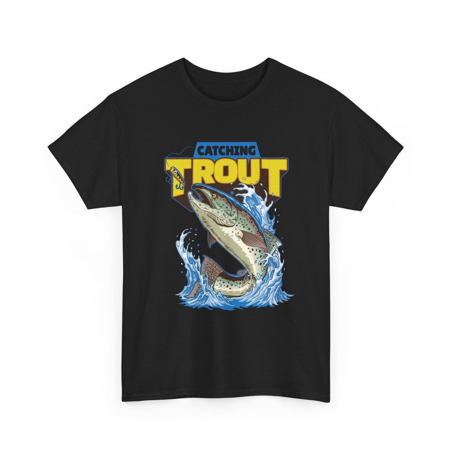 Catching Trout Fishing T Shirt Graphic Unisex Heavy Cotton Tee NEW GIFT