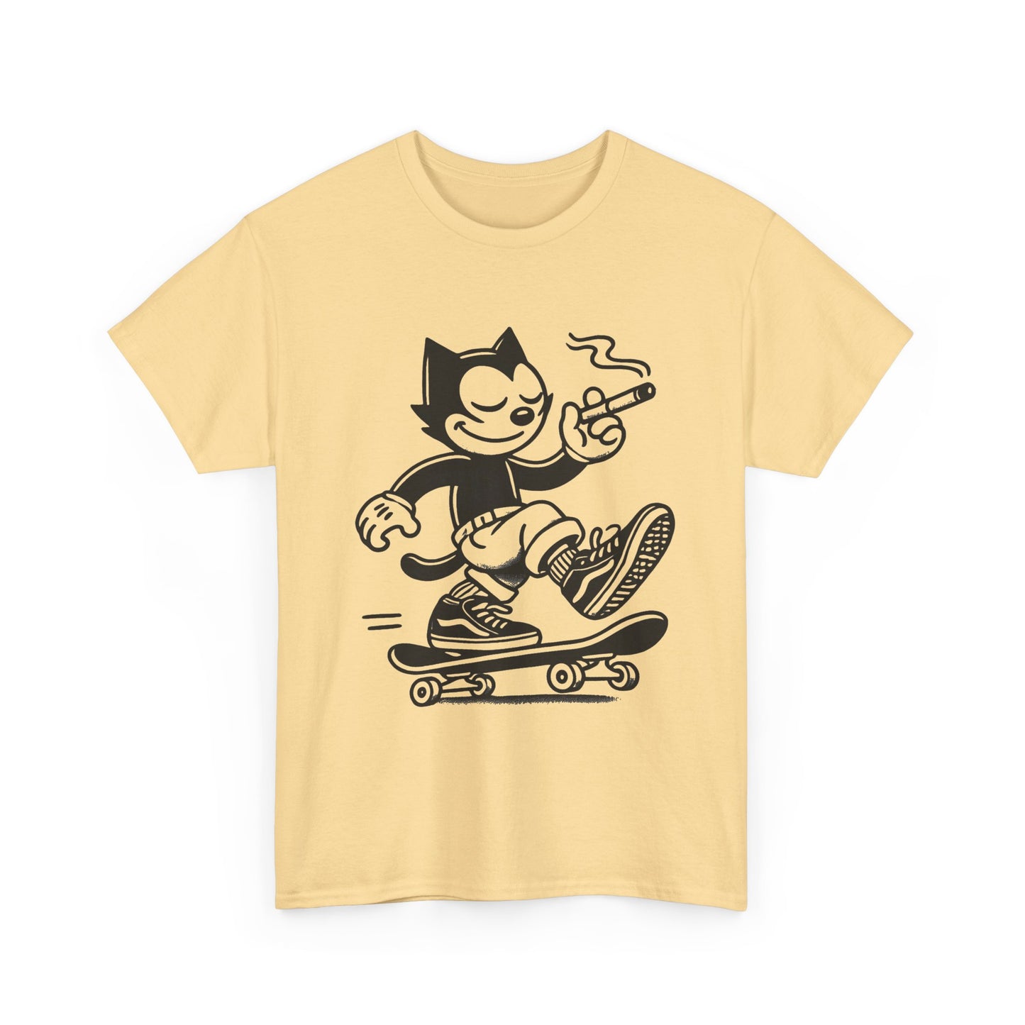 Cat Skateboarding Retro Graphic T Shirt NEW Vintage Unisex Heavy Cotton Tee