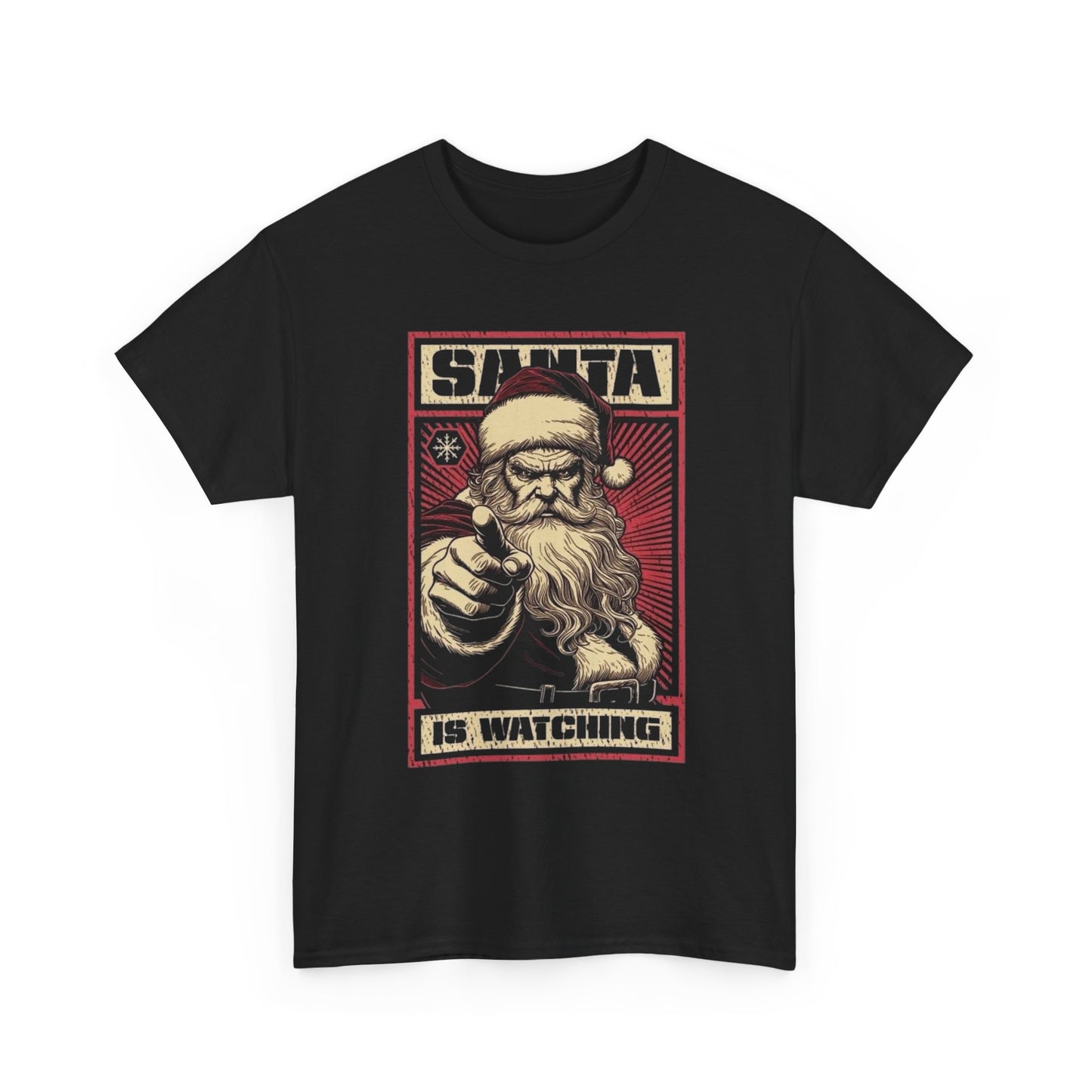 Santa Is Watching Funny Christmas Graphic T Shirt Unisex Heavy Cotton Tee
