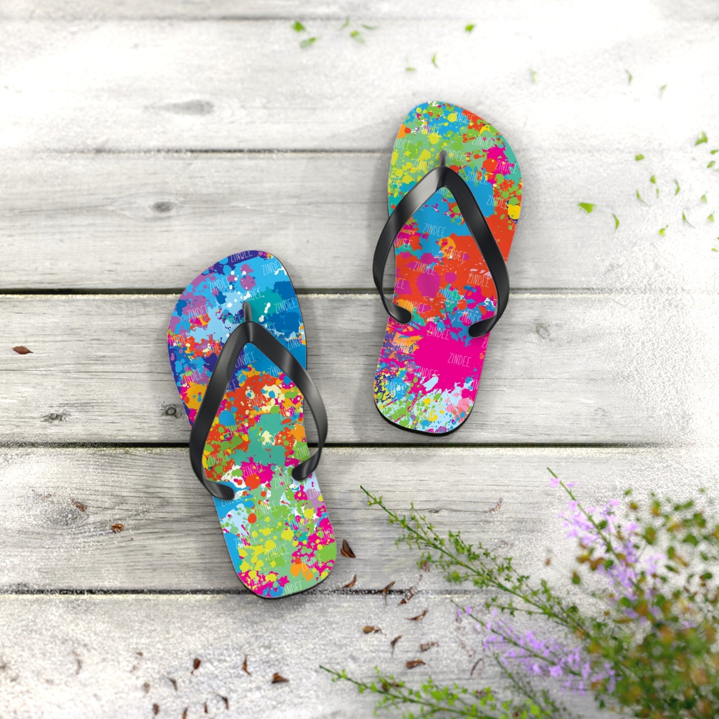 Paint Splatter Flip Flops, Sandals Slides, Summer Footwear, Brand New
