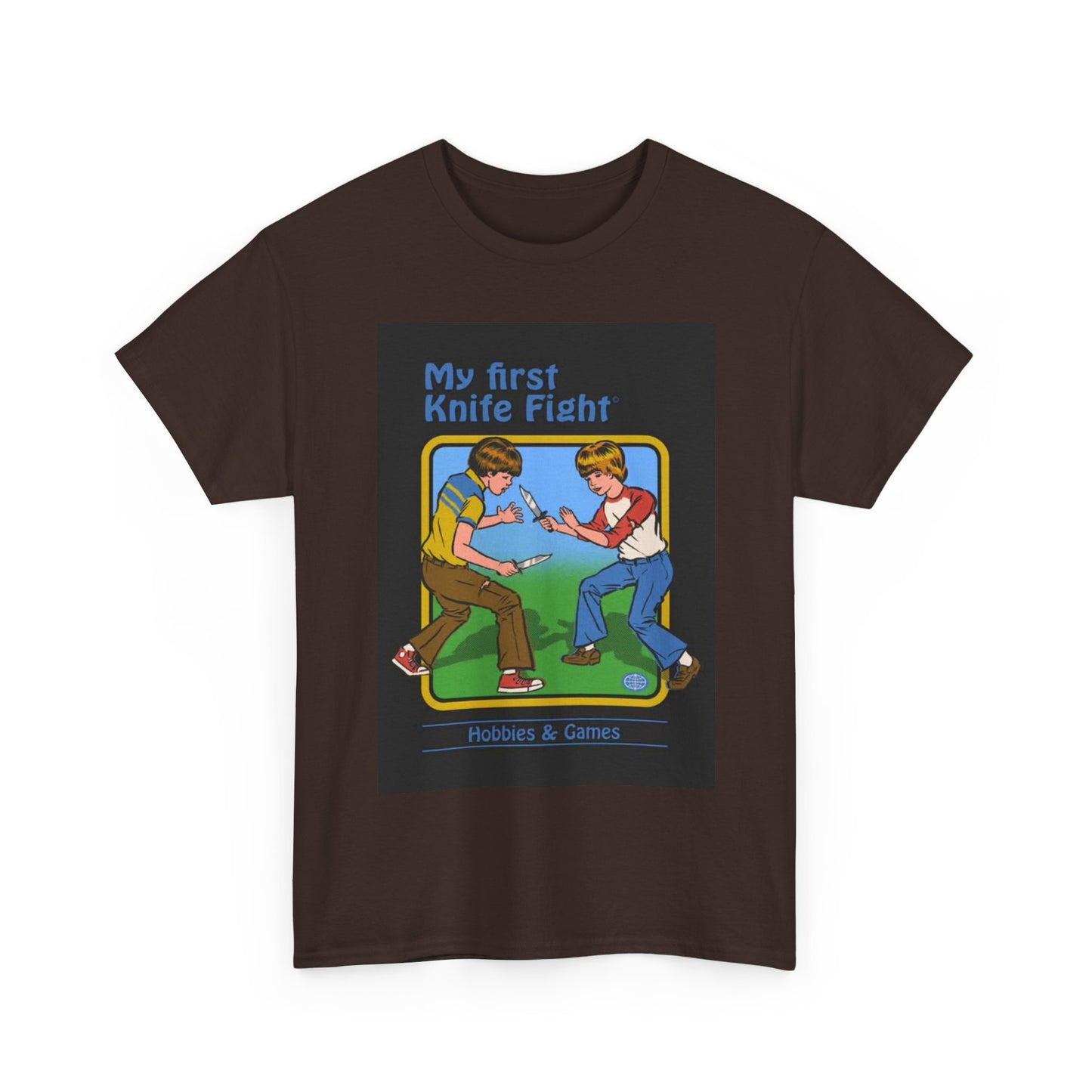 My First Knife Fight Tshirt Funny Kids Poster Retro 70s Unisex Heavy Cotton Tee