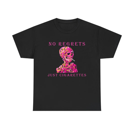 No Regrets Just Cigarettes Graphic T Shirt NEW ADULT Unisex Heavy Cotton Tee