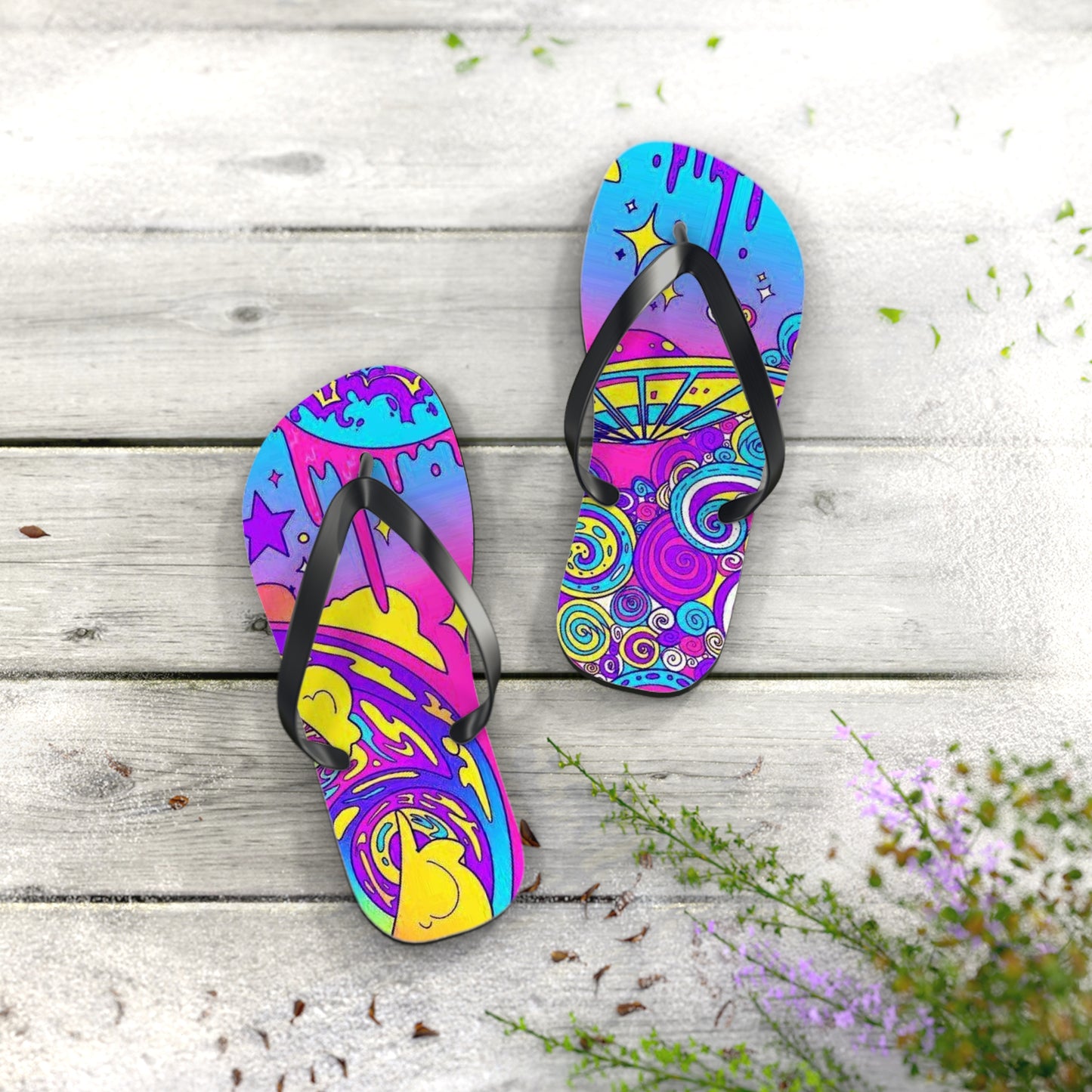 Neon Drip Beach Sandals, Slides for Summer, Flip Flops, Water Resistant