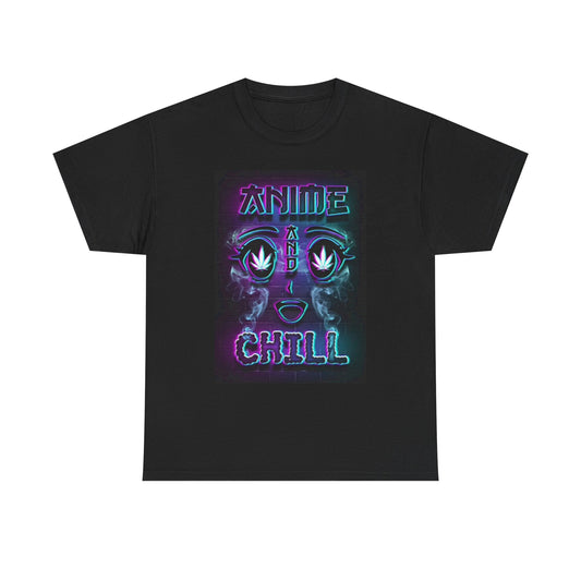 Anime And Chill Graphic T Shirt hentai Retro Neon Unisex Heavy Cotton Tee