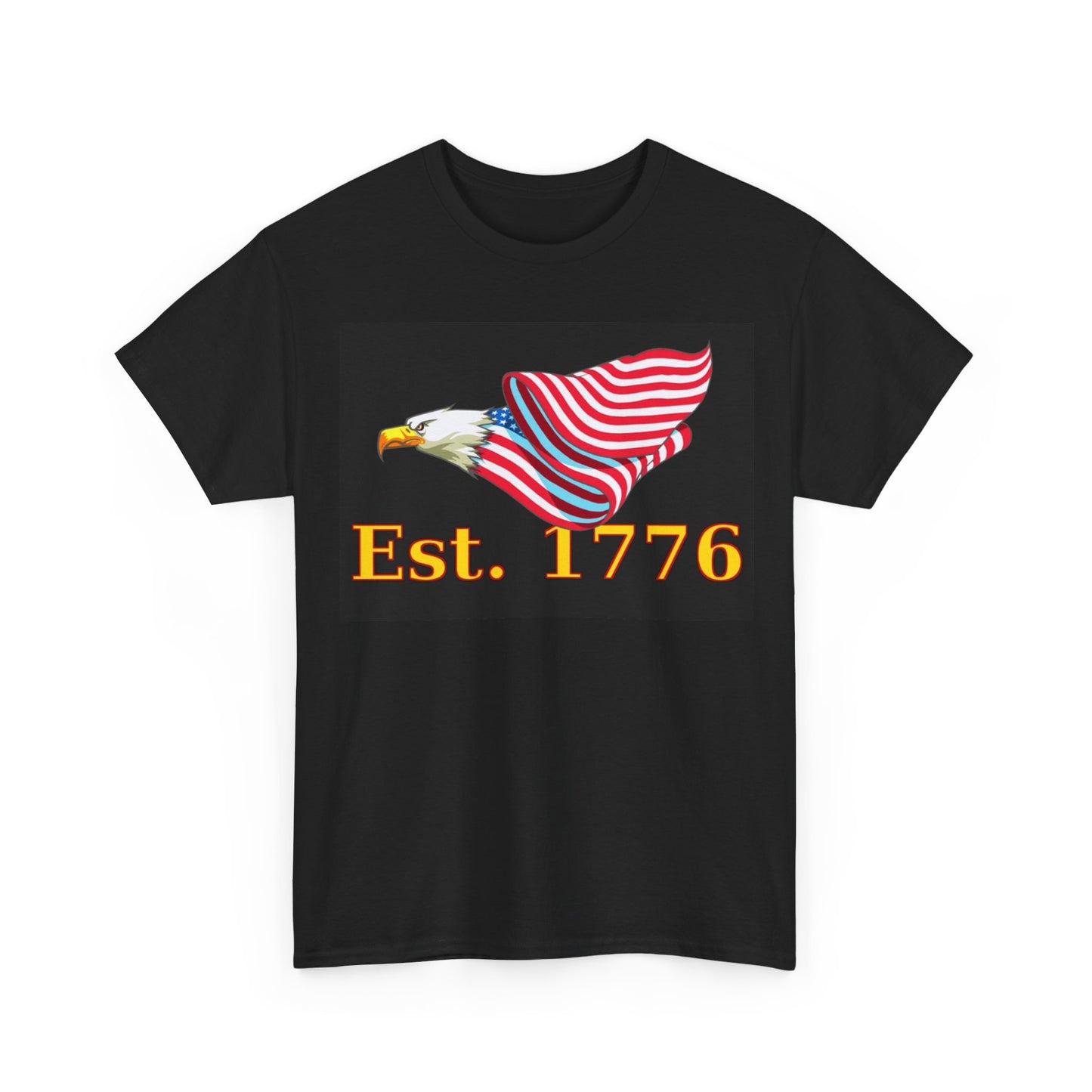 Flying Bald Eagle USA Tshirt American Flag 1776 Freedom Unisex Heavy Cotton Tee