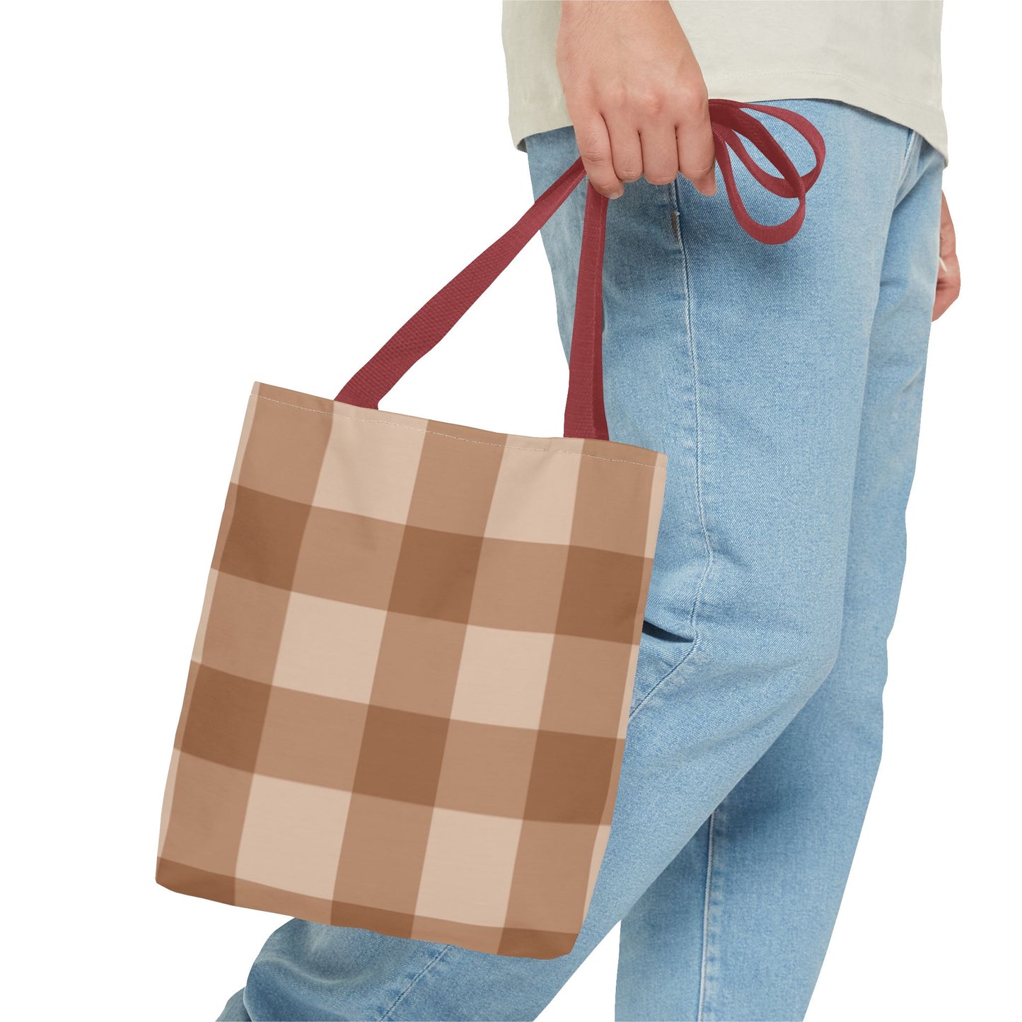 Brown Checkered All Over Print BRAND NEW Purse - Pocketbook - Travel Tote Bag