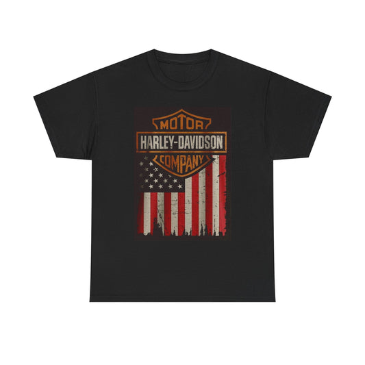 Harley Davidson Graphic T Shirt American Flag Vintage Unisex Heavy Cotton Tee