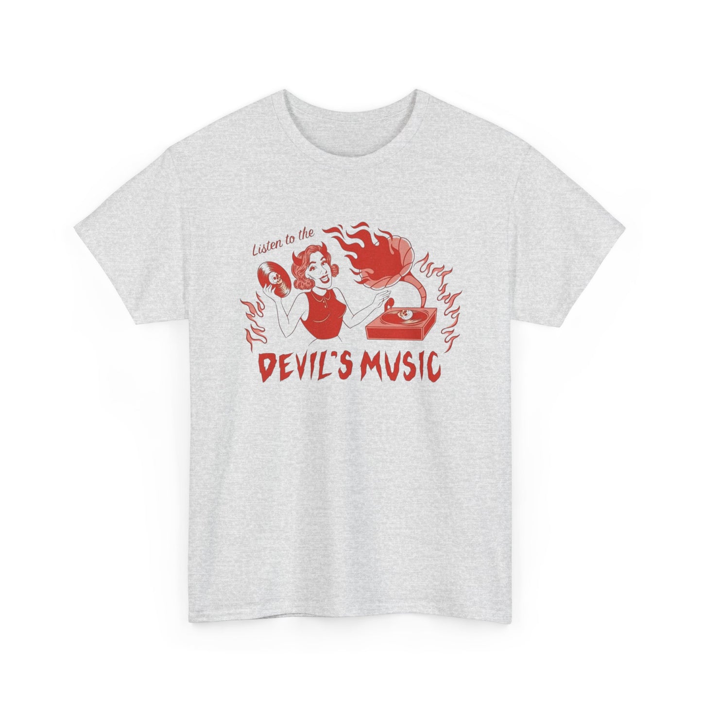 Listen To The Devils Music Graphic T Shirt New Adult Unisex Heavy Cotton Tee