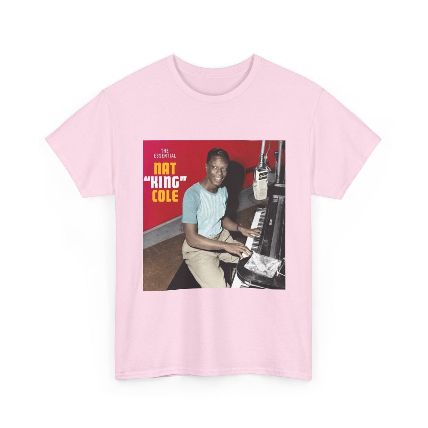 Nat King Cole Tshirt Vintage Piano Concert Poster retro Unisex Heavy Cotton Tee