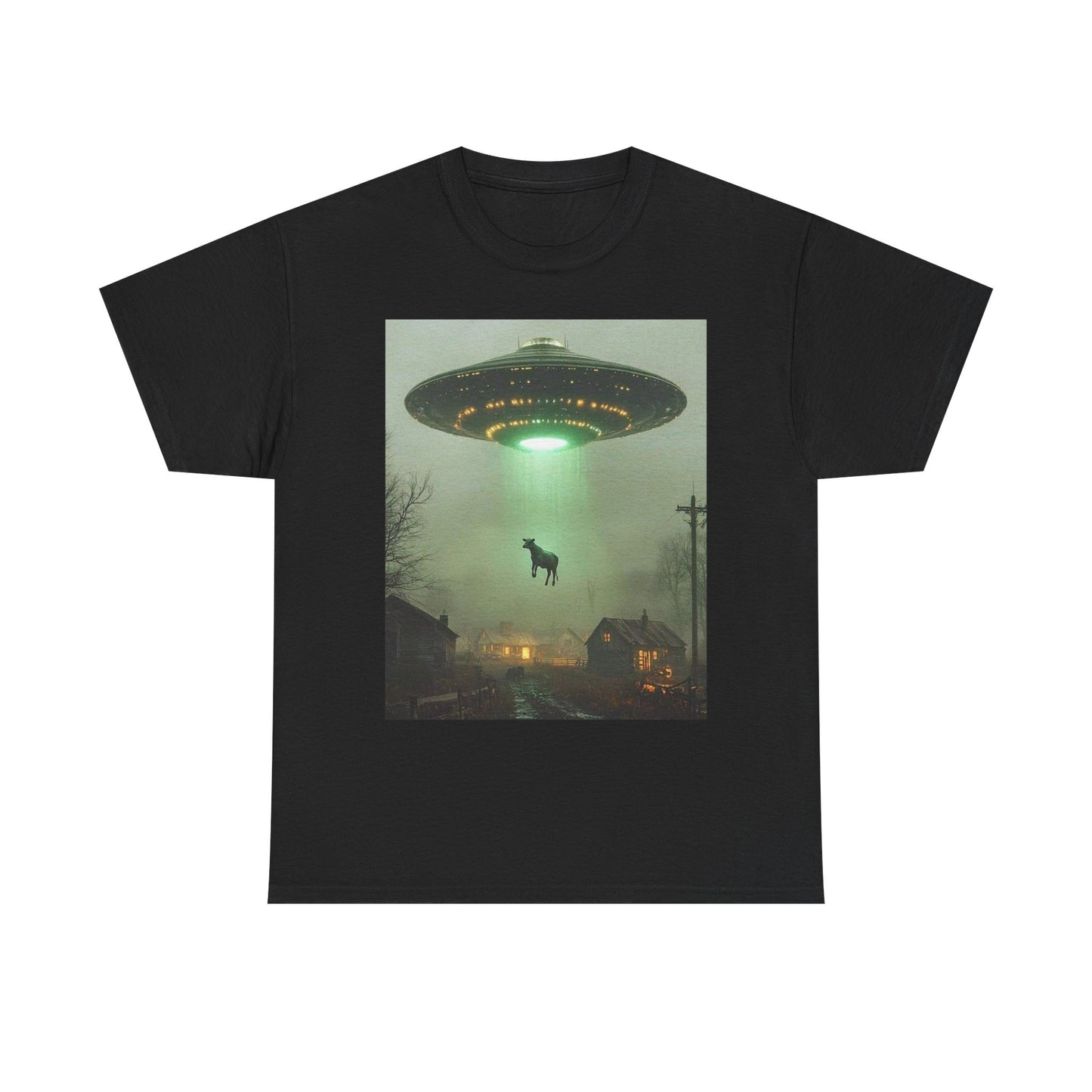 Alien Abduction Graphic T Shirt UFO Unisex Heavy Cotton Tee