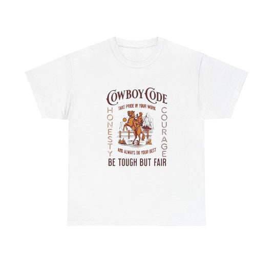 Cowboy Code Graphic T Shirt Unisex Heavy Cotton Tee