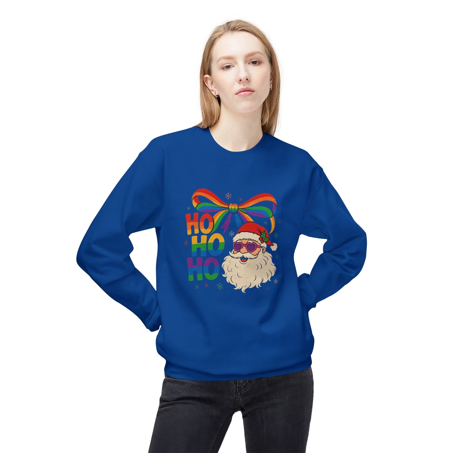 Rainbow Christmas Sweater NEW Unisex Fleece Crewneck Sweatshirt